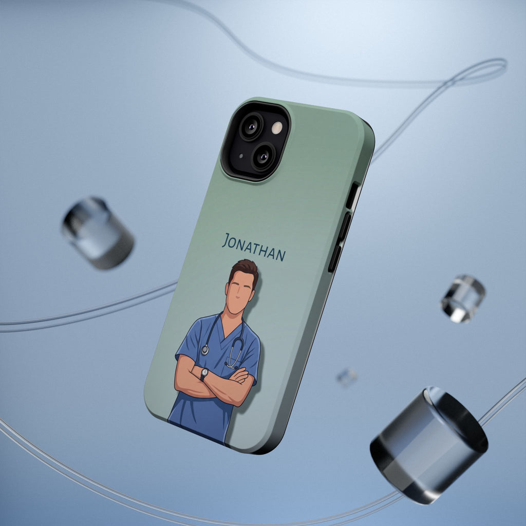 Personalized Nurse Portrait Phone Case — Impact-Resistant Wireless Charging Cover