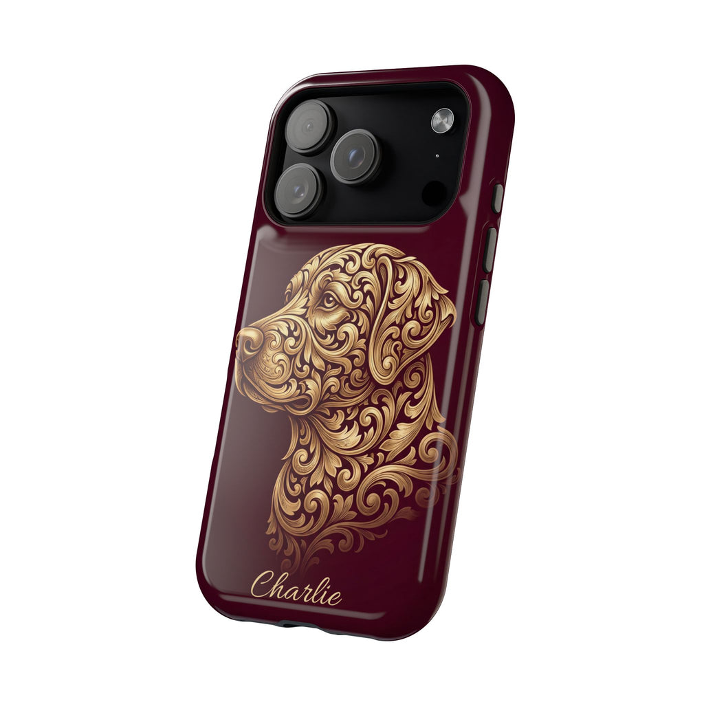Personalized Gold Filigree Labrador Phone Case — Tough Magnetic Case with Wireless Charging