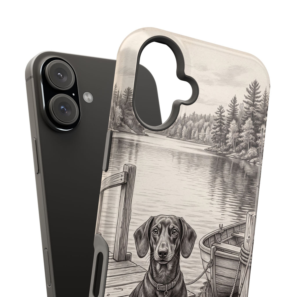 Personalized Dachshund Sunset Beach Phone Case — Wireless Charging Cover