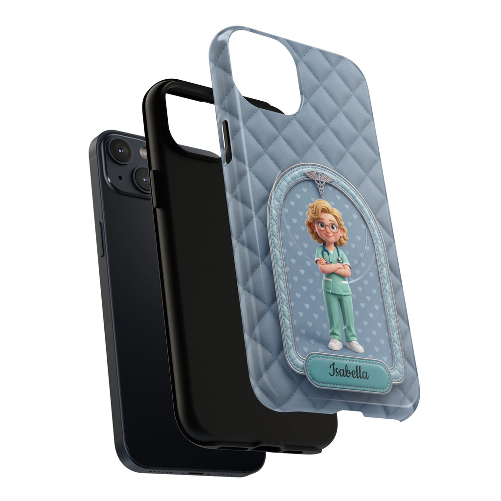 Personalized Nurse Phone Case | Quilted Badge Design, Custom Name iPhone Case