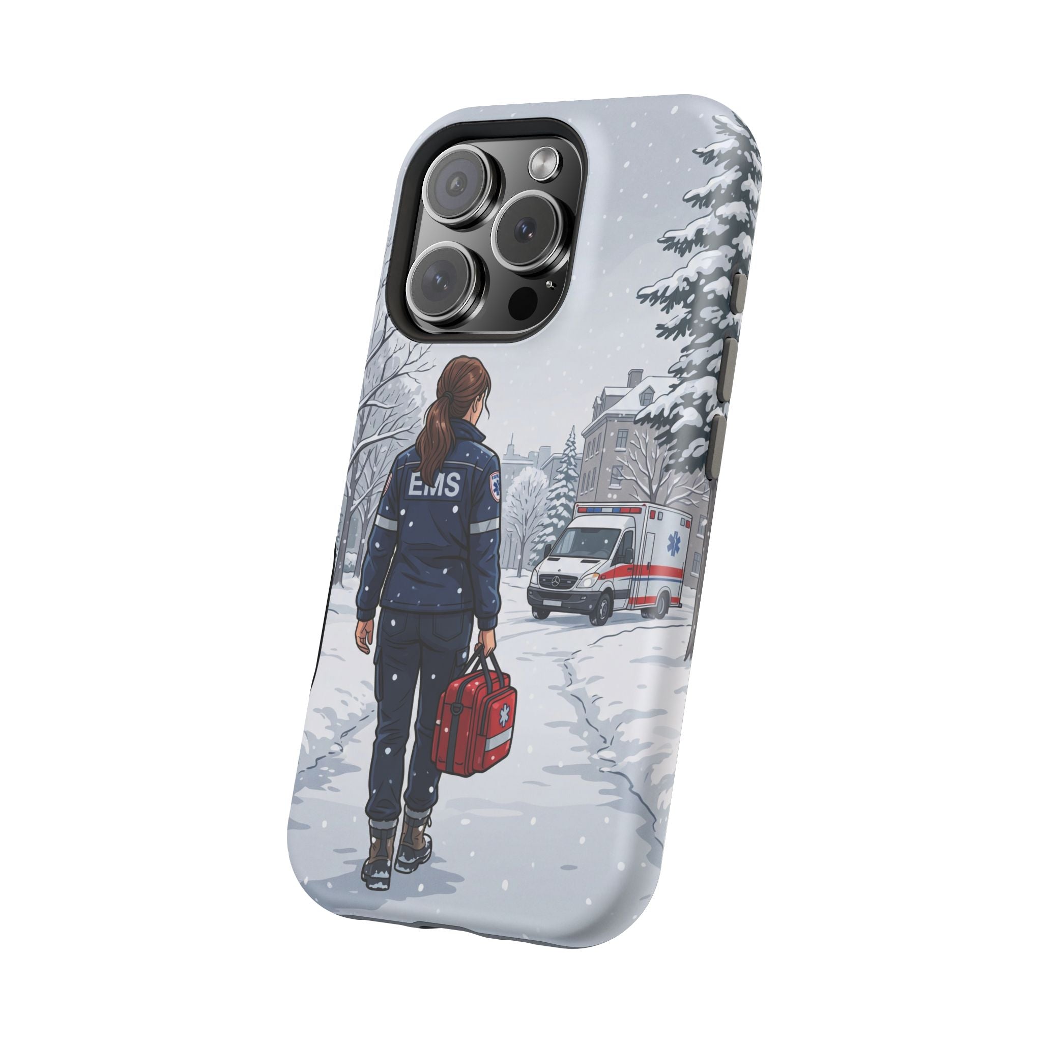 Paramedic/EMT Winter Phone Case — Magnetic Wireless Charging Cover