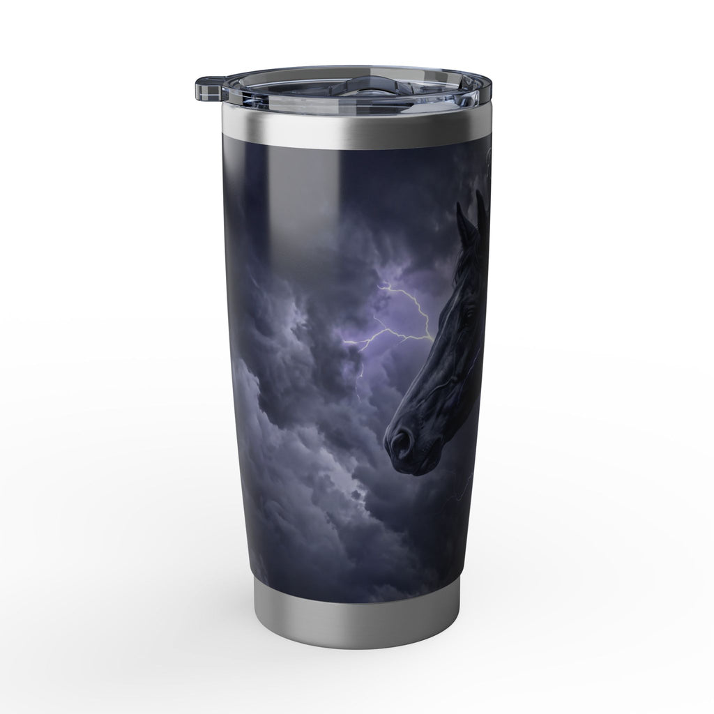 Horse Personalized Tumbler | Storm and Lightning Art — 20 oz Stainless Travel Mug