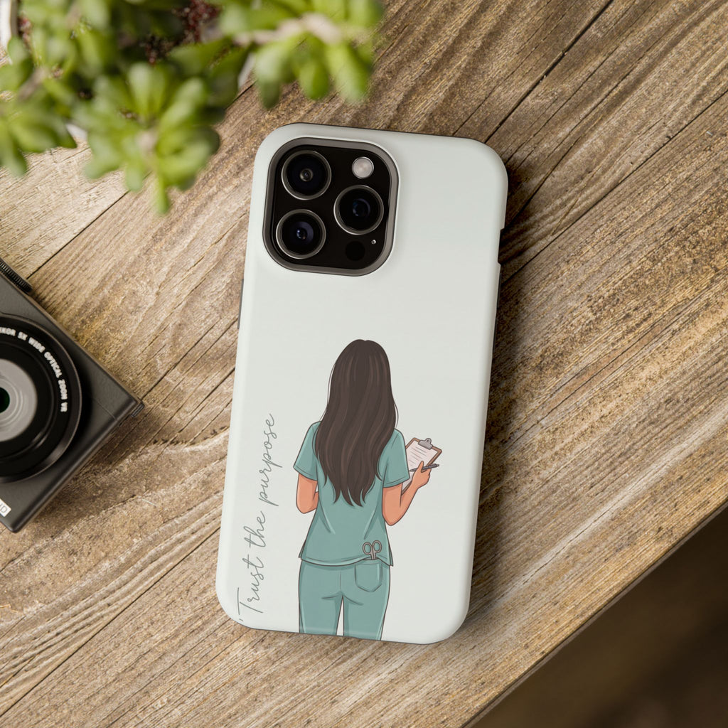 Nurse Illustration Phone Case — Impact-Resistant Wireless Charging Cover