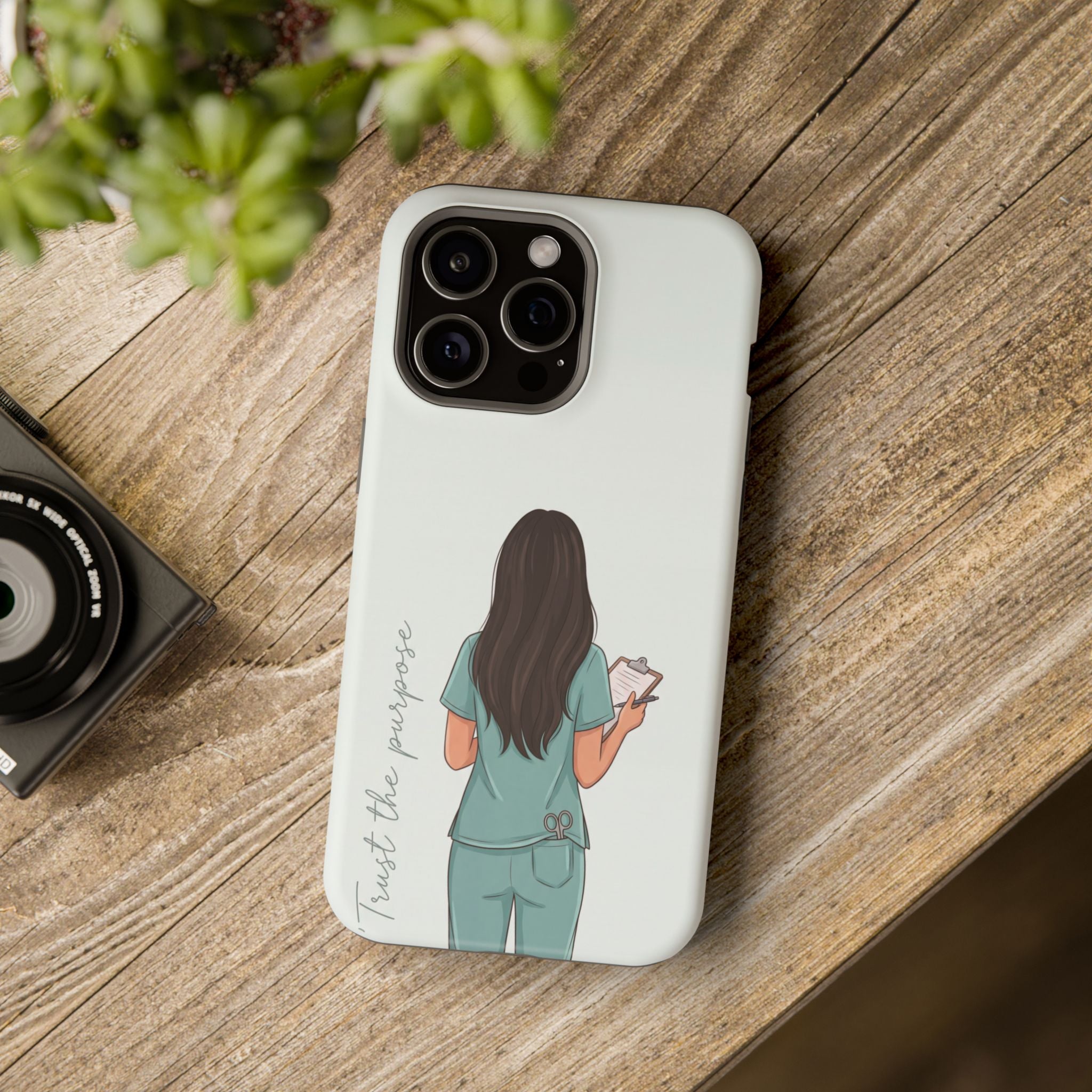 Nurse Illustration Phone Case — Impact-Resistant Wireless Charging Cover