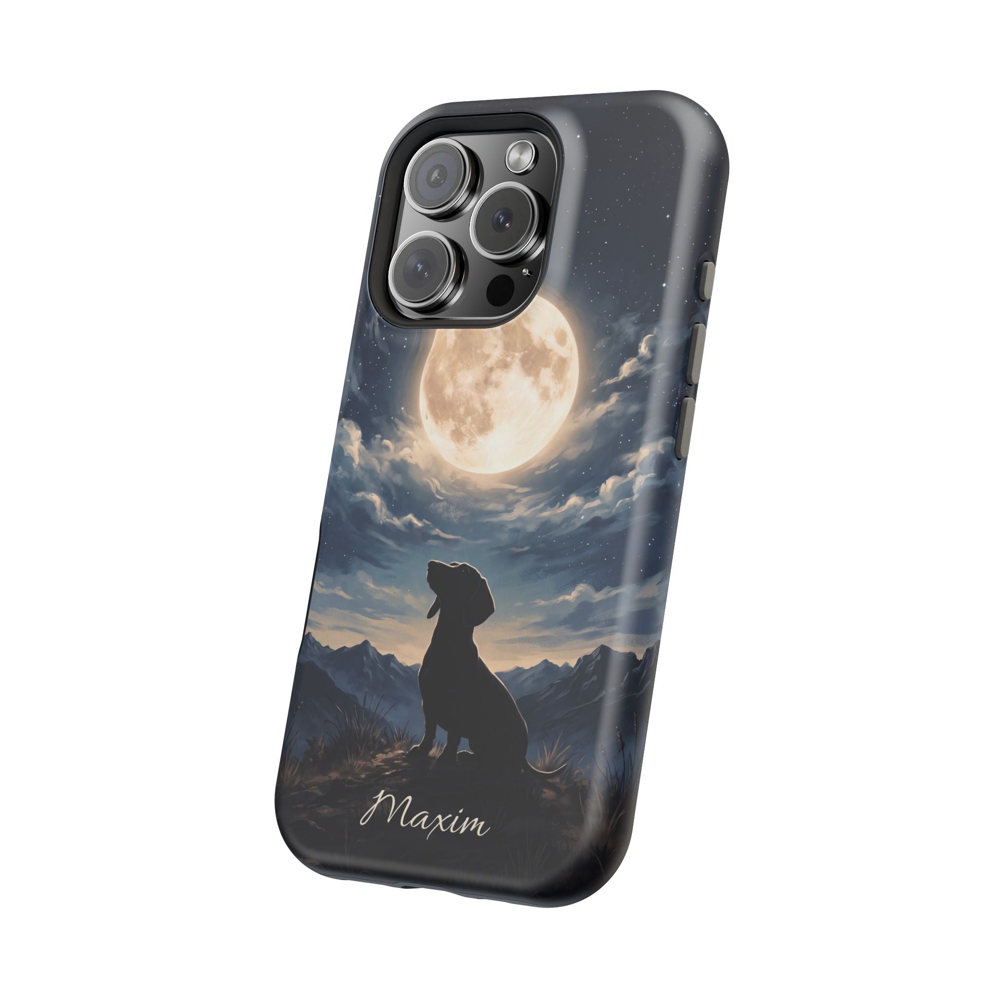 Personalized Dachshund Moonlight Phone Case — Wireless Charging Cover