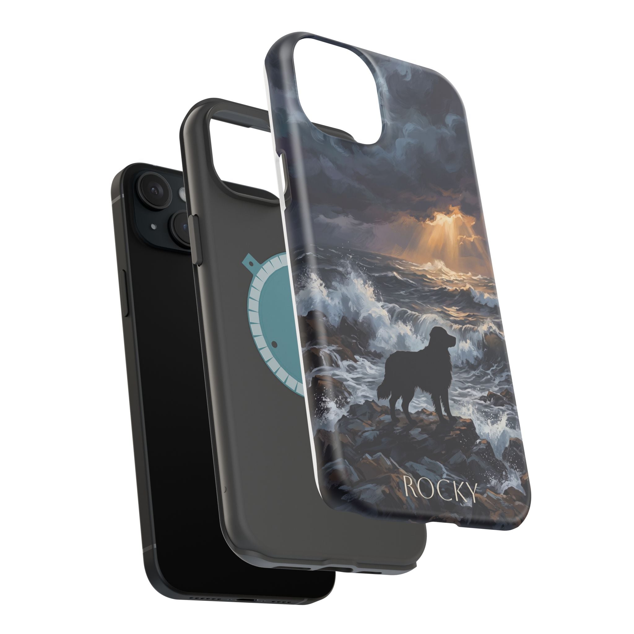 Personalized Golden Retriever Stormy Sea Phone Case — Wireless Charging Cover