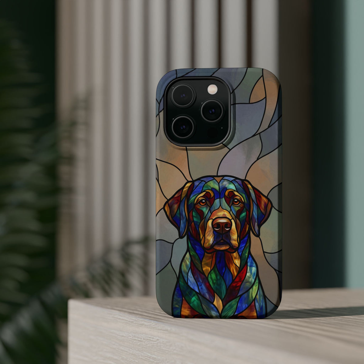 Stained Glass Labrador Phone Case — Tough Magnetic Case with Wireless Charging