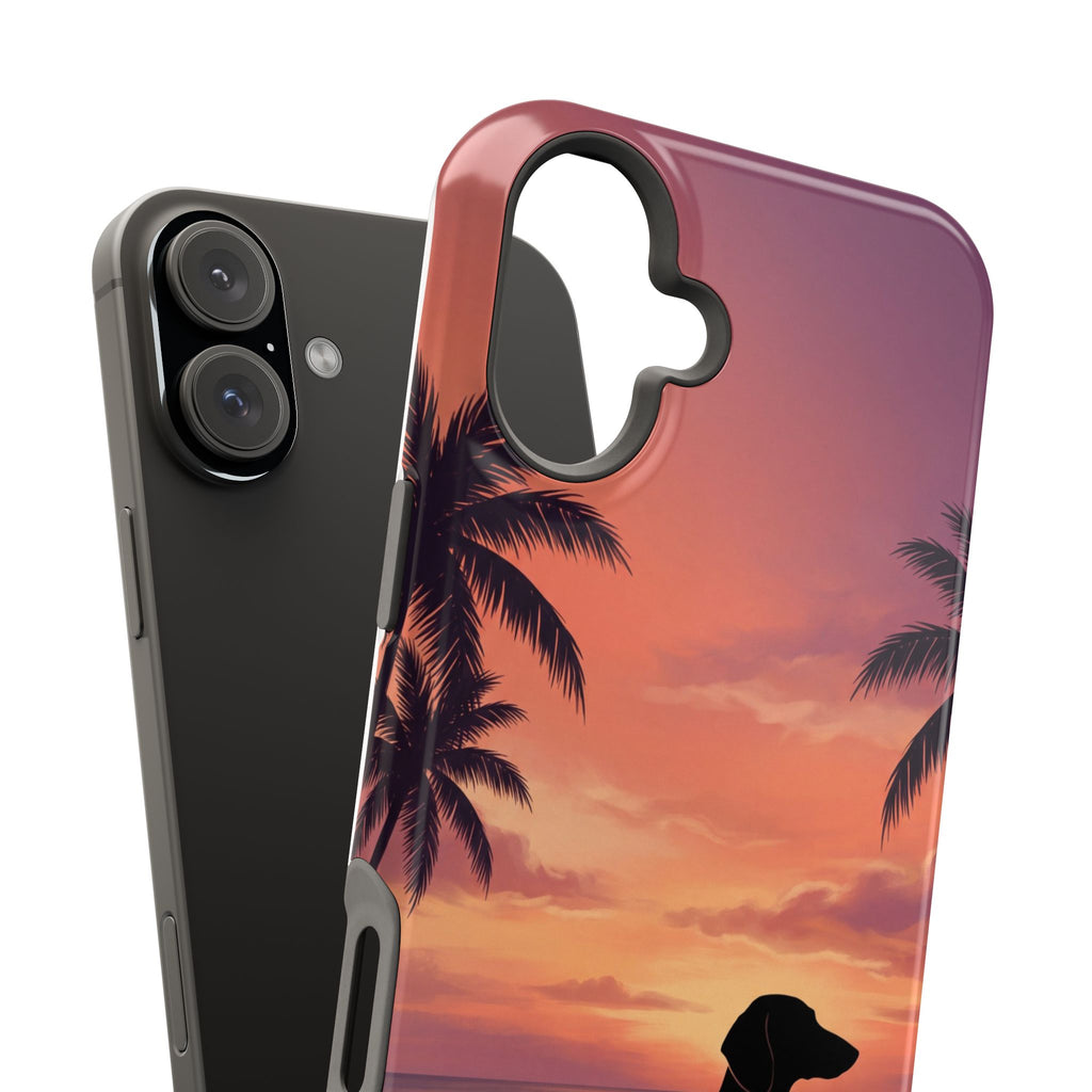 Personalized Dachshund Tropical Beach Sunset Phone Case — Wireless Charging Cover