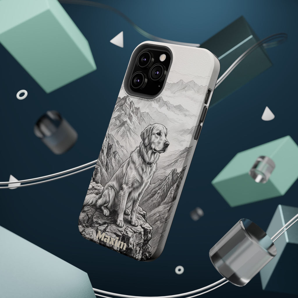 Personalized Golden Retriever Mountain Peak Phone Case — Wireless Charging Cover
