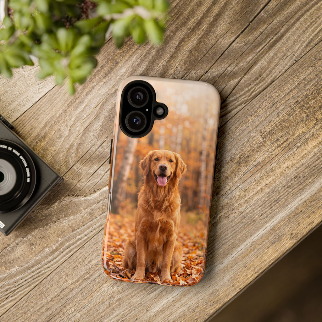 Golden Retriever Autumn Forest Phone Case | Happy Dog in Fall Foliage | Samsung & iPhone