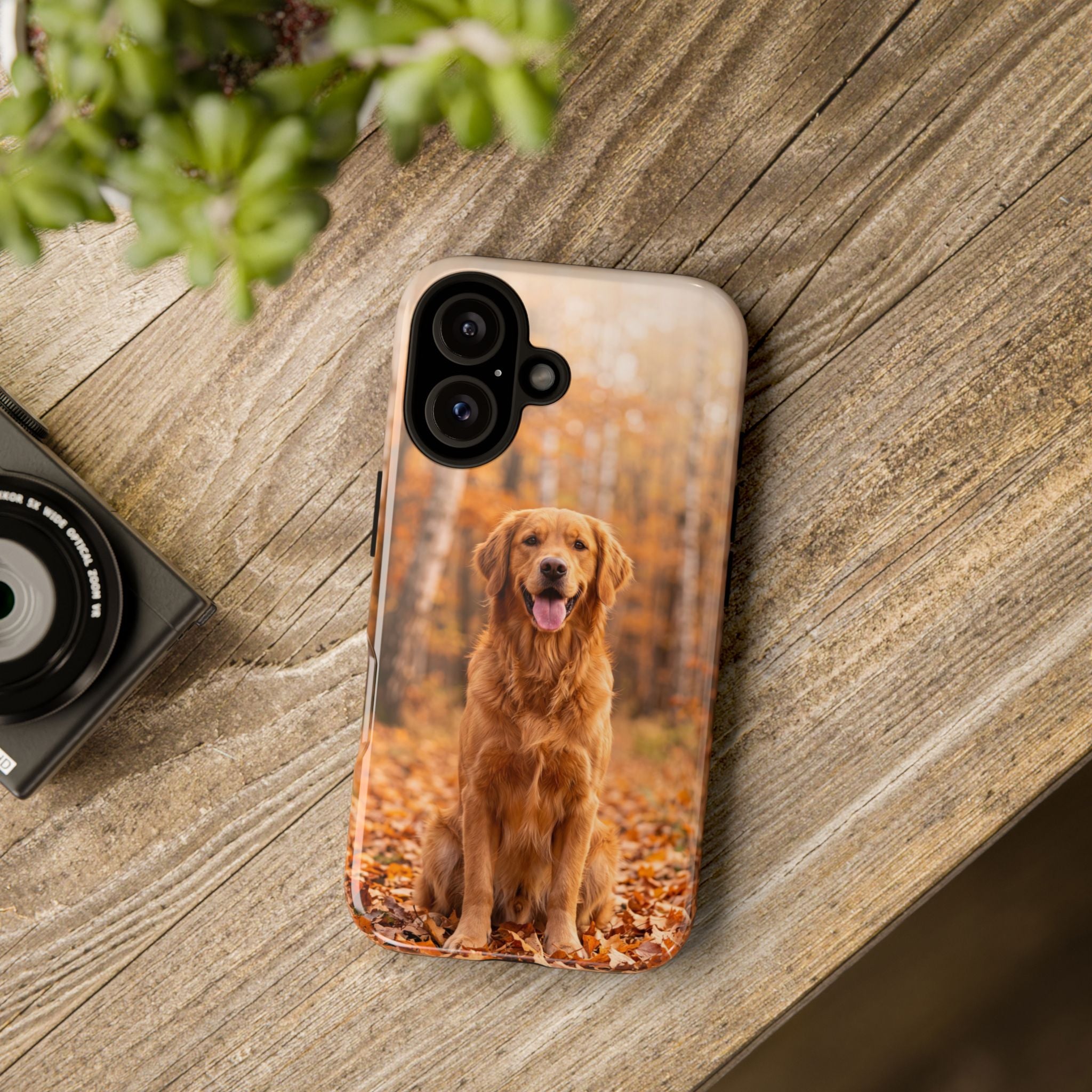 Golden Retriever Autumn Forest Phone Case | Happy Dog in Fall Foliage | Samsung & iPhone