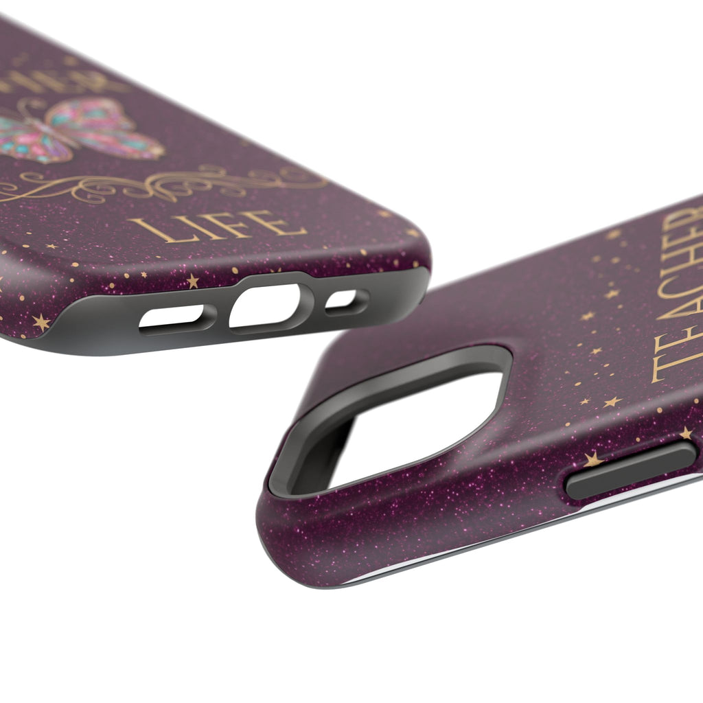 Teacher Life Glitter Butterfly Phone Case — Wireless Charging Cover
