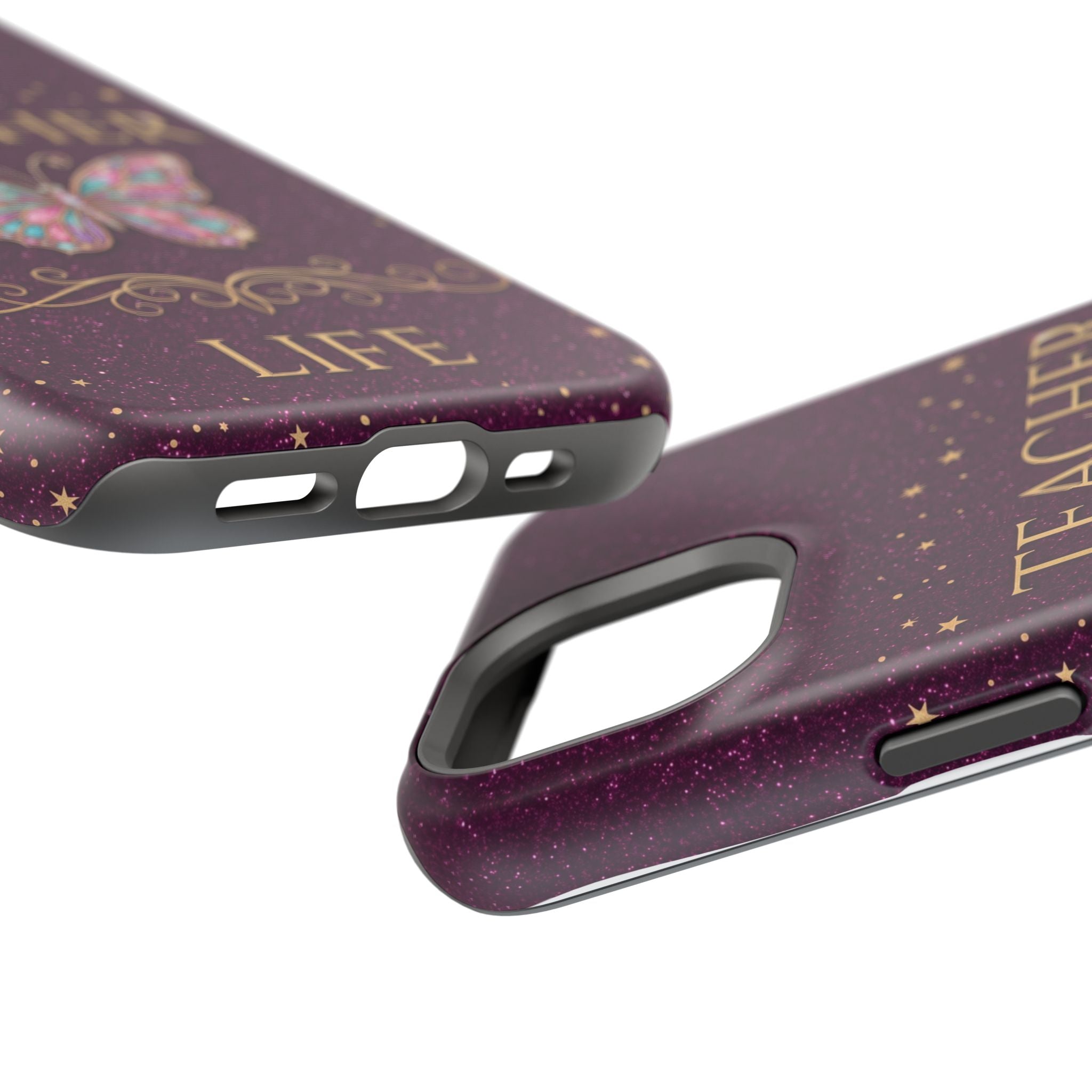 Teacher Life Glitter Butterfly Phone Case — Wireless Charging Cover