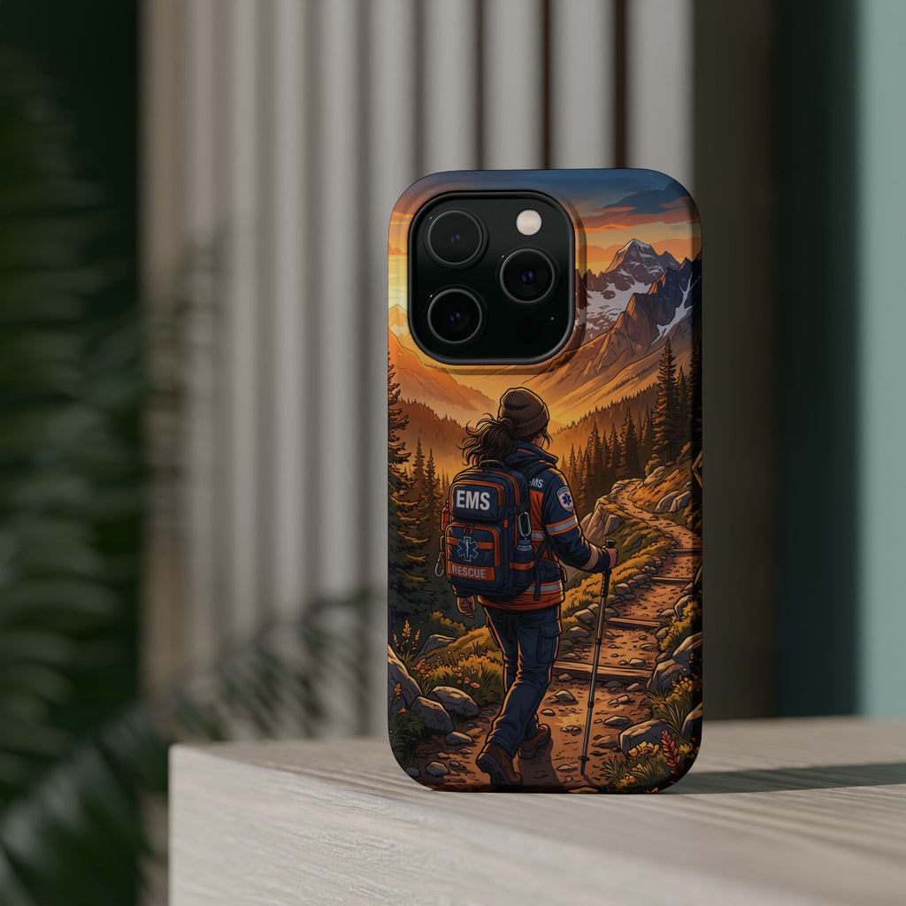 Paramedic/EMT Mountain Phone Case — Magnetic Wireless Charging Cover