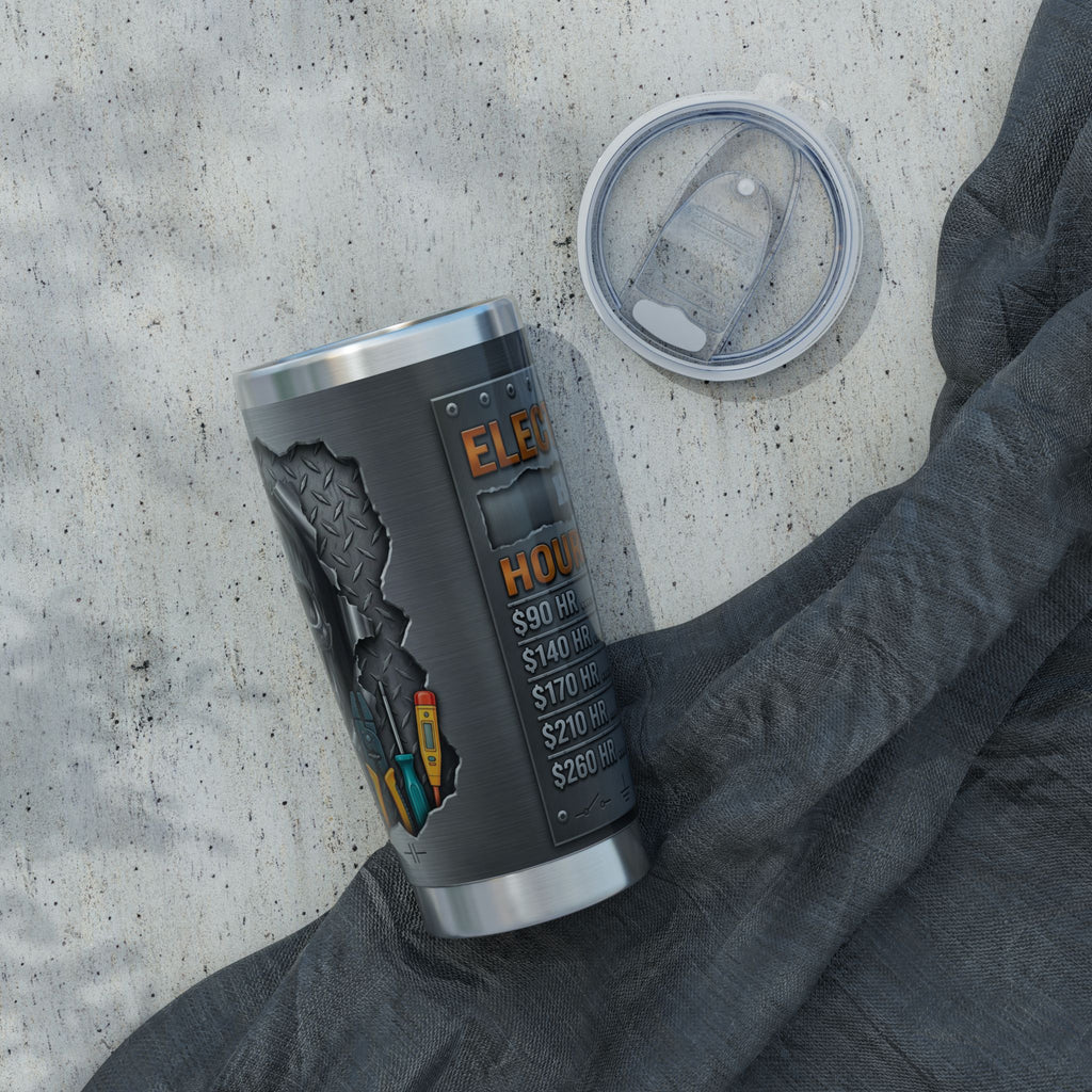 Personalized Electrician Hourly Rate Tumbler – Metallic Skull Design 20 oz