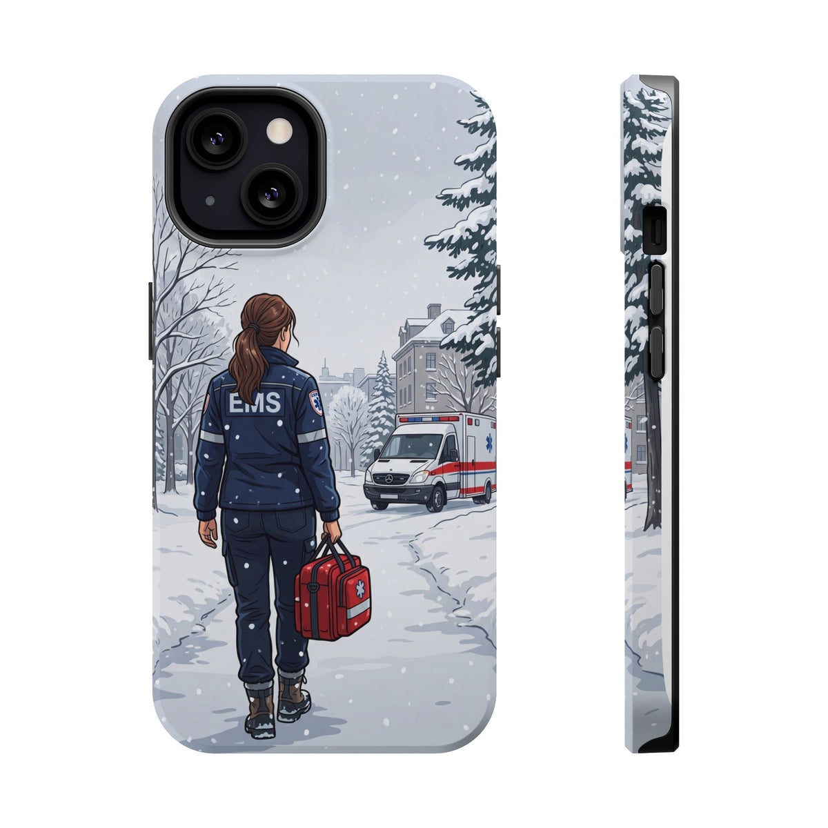 Paramedic/EMT Winter Phone Case — Magnetic Wireless Charging Cover