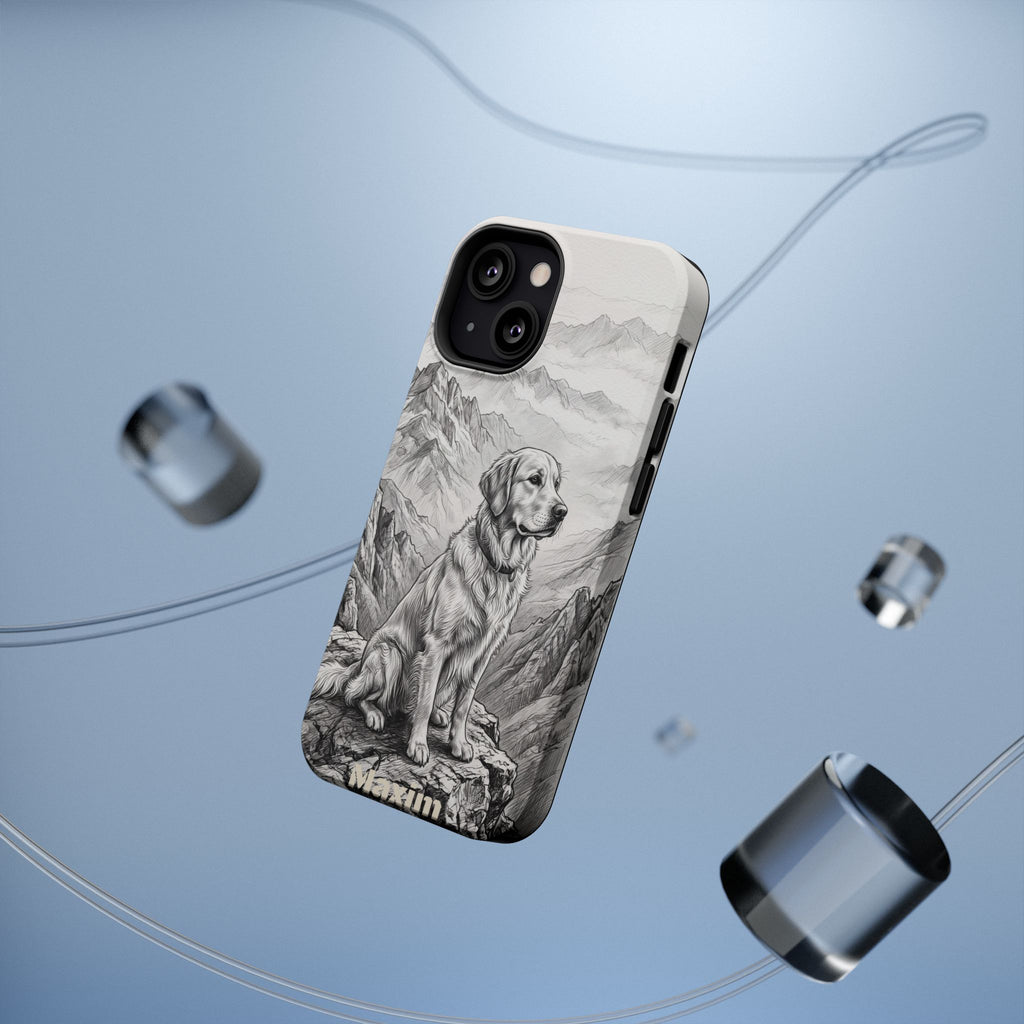 Personalized Golden Retriever Mountain Peak Phone Case — Wireless Charging Cover