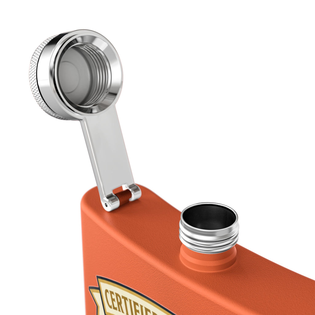 Flask — "Certified Journeyman: Powering Through" 6oz Stainless Steel Hip Flask