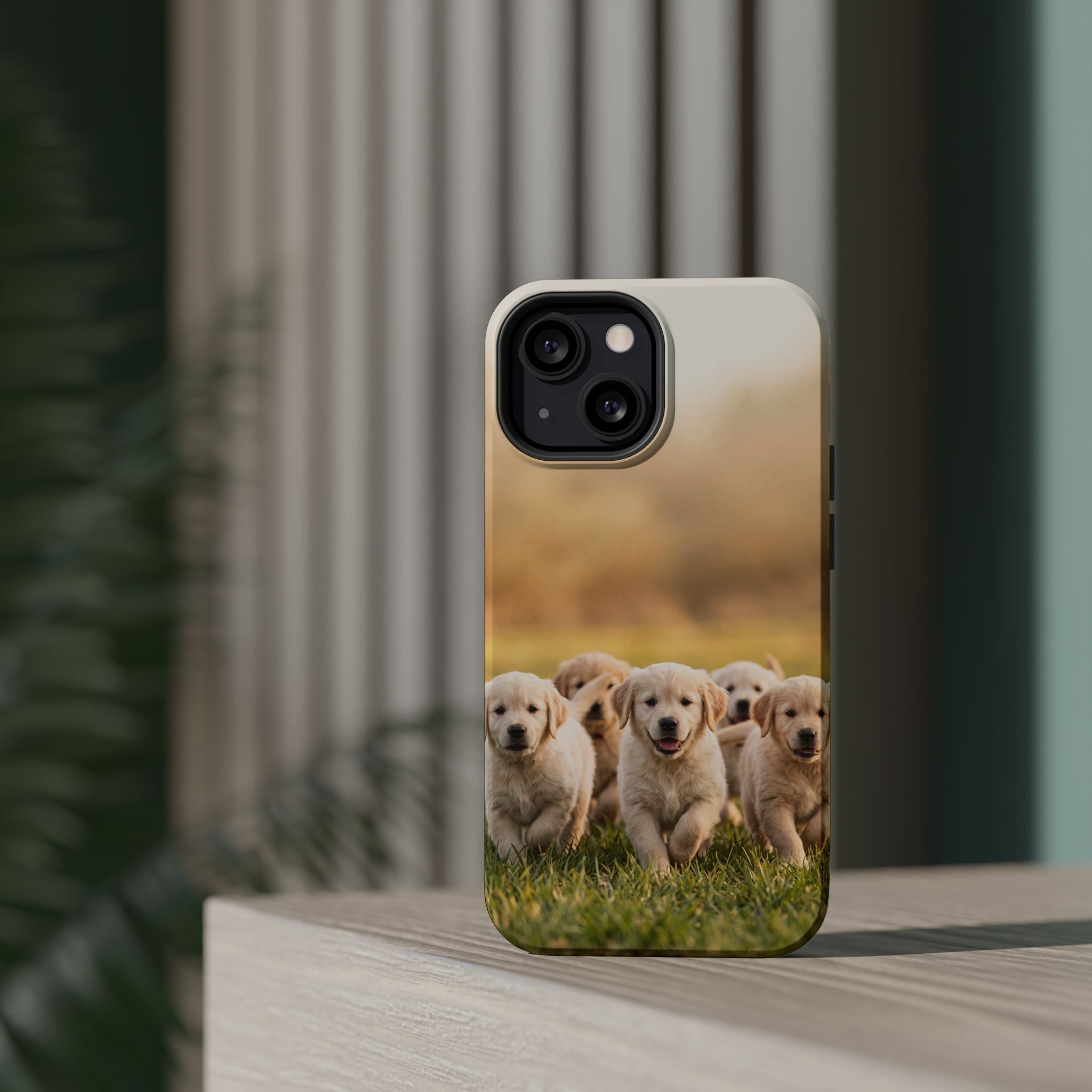 Golden Retriever Puppies Phone Case — Impact-Resistant Wireless Charging Cover