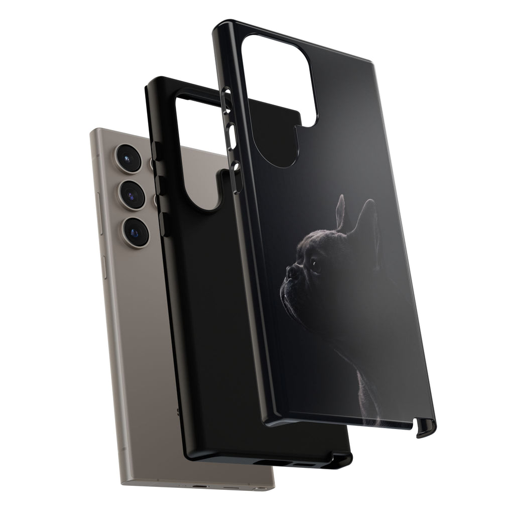Silhouette French Bulldog Phone Case | Minimalist Black-on-Black Frenchie Profile | iPhone & Samsung