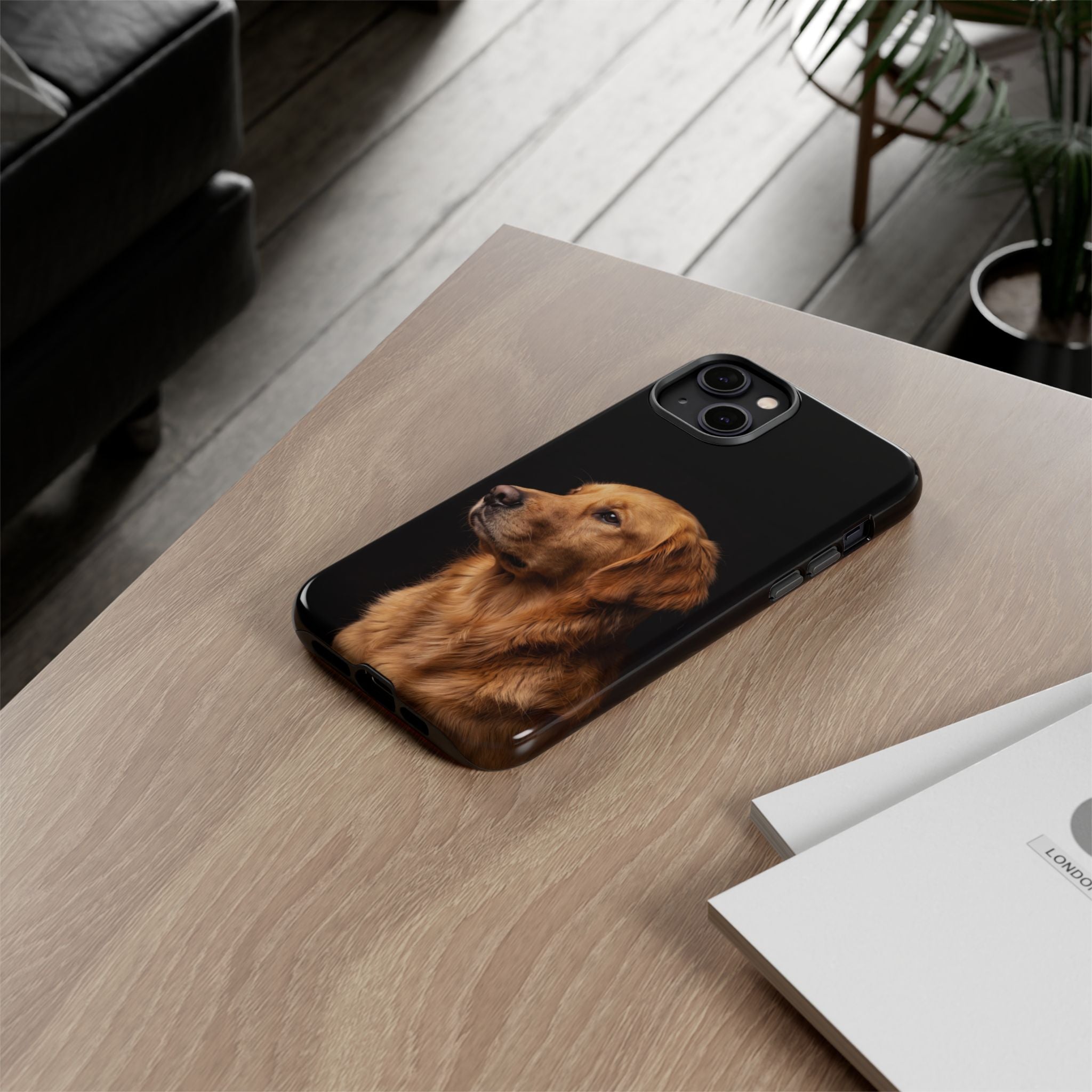 Golden Retriever Portrait Phone Case | Realistic Dog Photo on Black Background | iPhone & Samsung