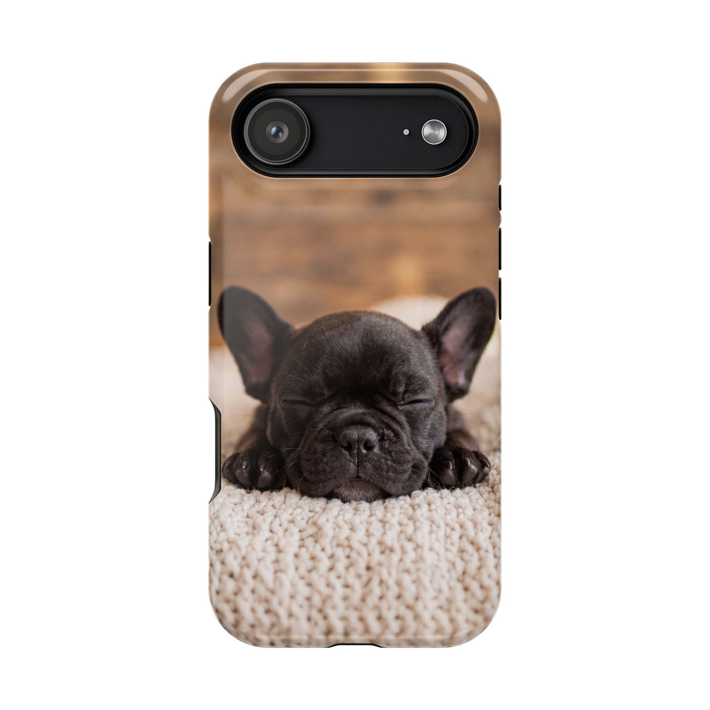 Sleepy French Bulldog Phone Case — Impact-Resistant Wireless Charging Cover