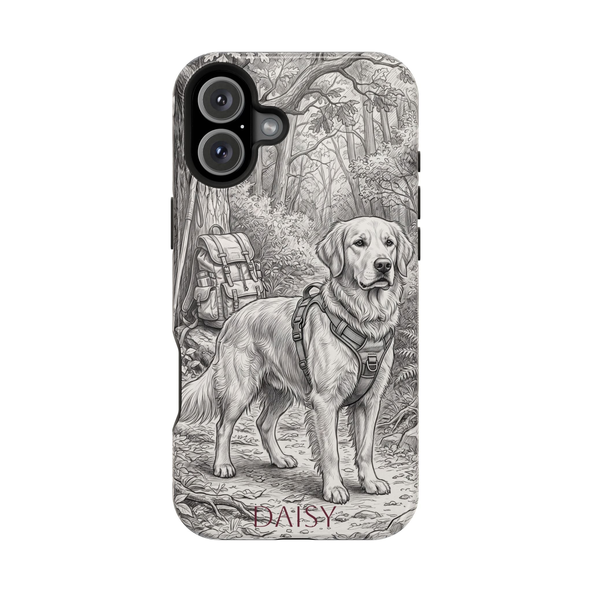 Personalized Golden Retriever Woodland Trail Phone Case — Wireless Charging Cover