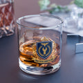 Built To Fix Born To Lead Crest Rocks Glass 10oz — Navy & Gold Plumber Glass