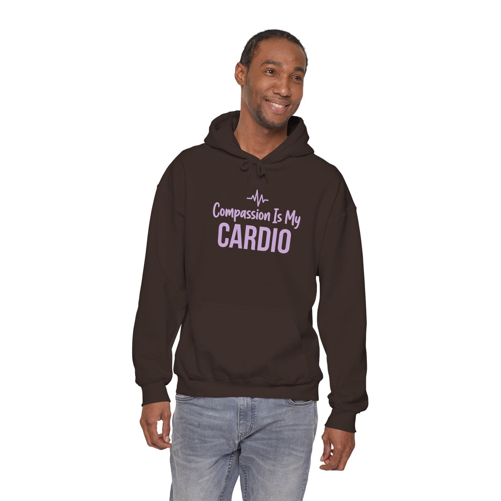 Compassion Is My Cardio Hoodie — Nurse/Healthcare Worker Graphic Pullover