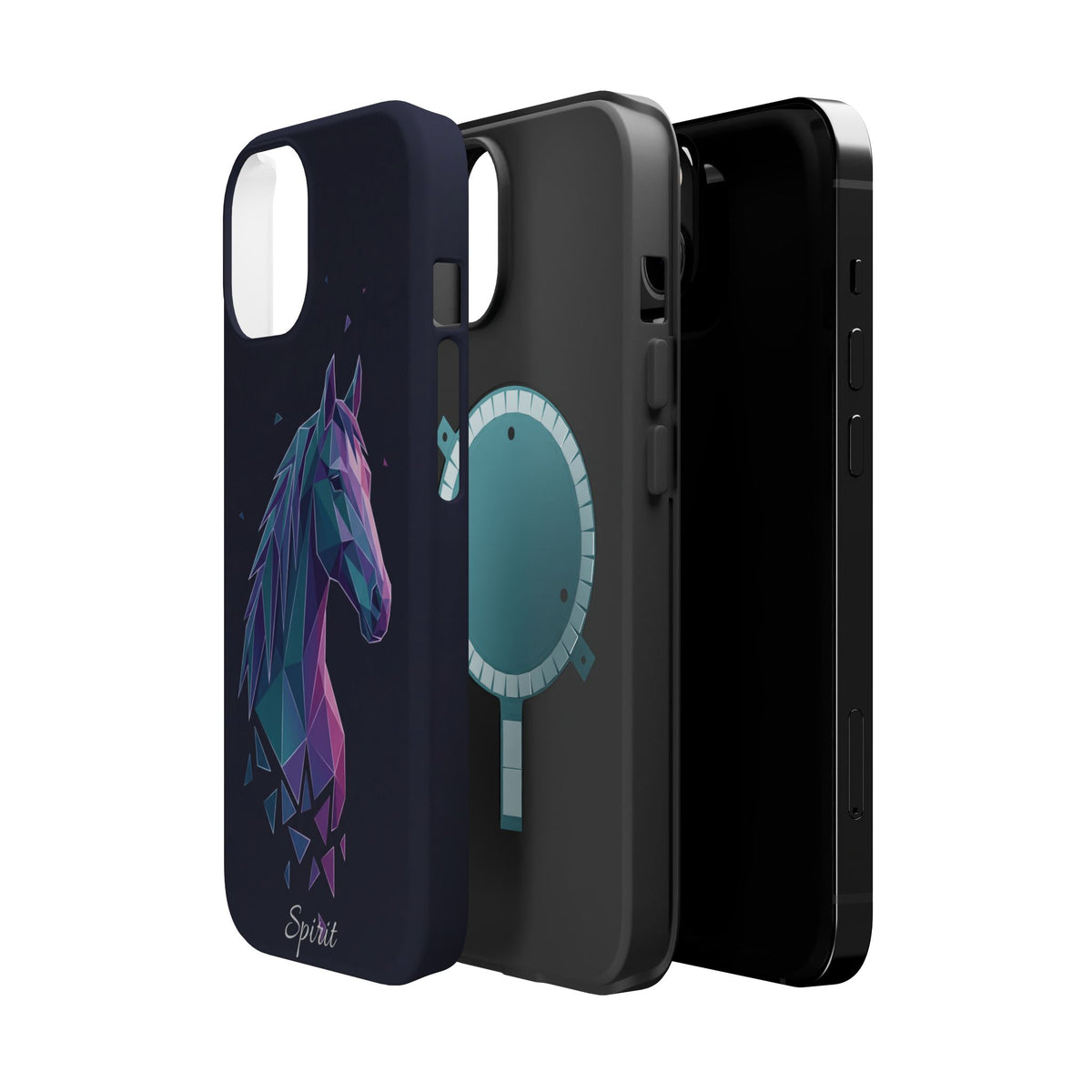 Personalized Geometric Horse Phone Case — Tough Magnetic Case with Wireless Charging