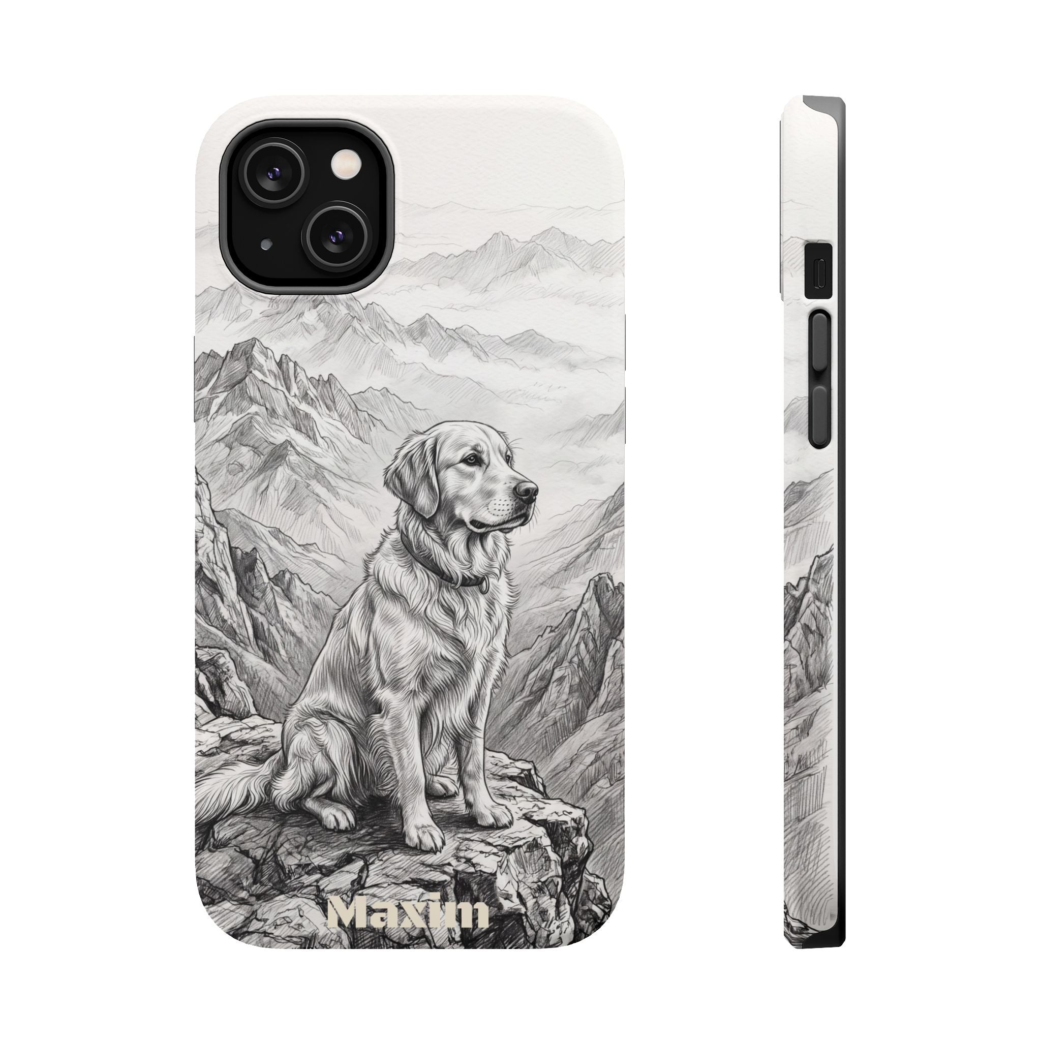Personalized Golden Retriever Mountain Peak Phone Case — Wireless Charging Cover