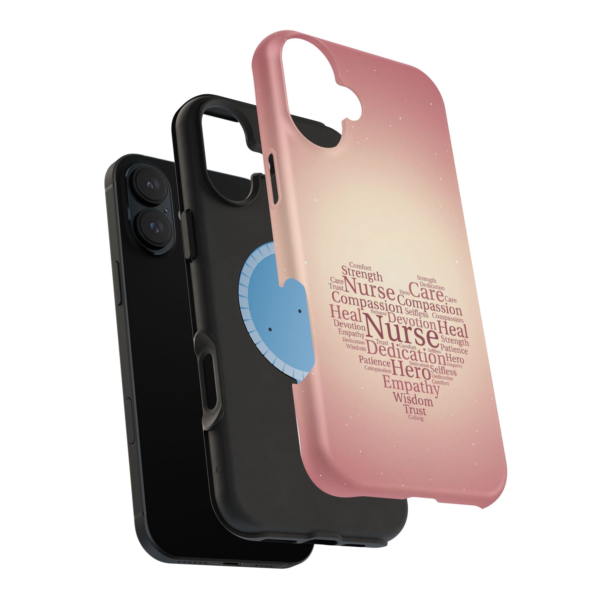 Nurse Heart Word Art Phone Case — Impact-Resistant Wireless Charging Cover