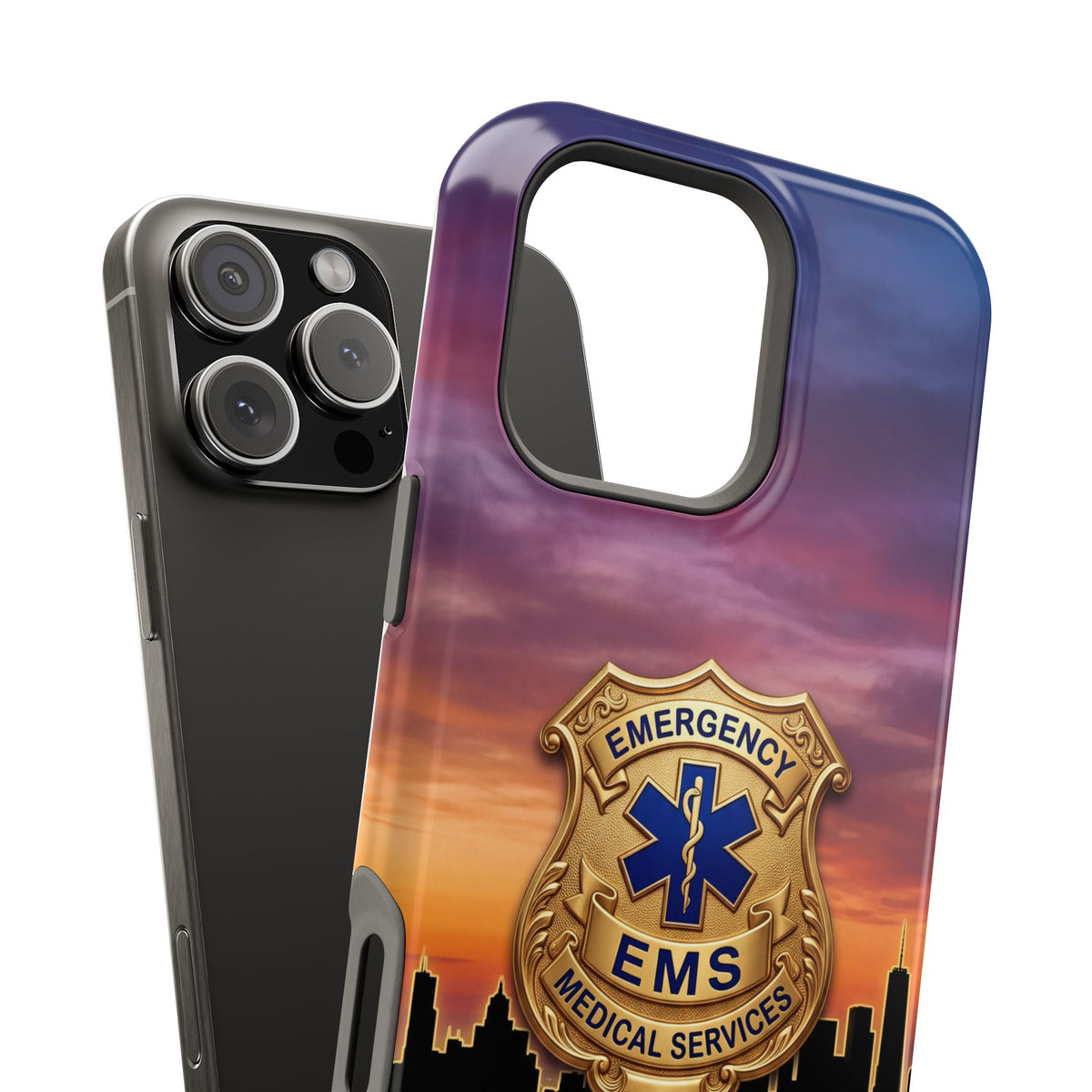 EMS Badge Sunset Skyline Phone Case — Magnetic Wireless Charging Cover