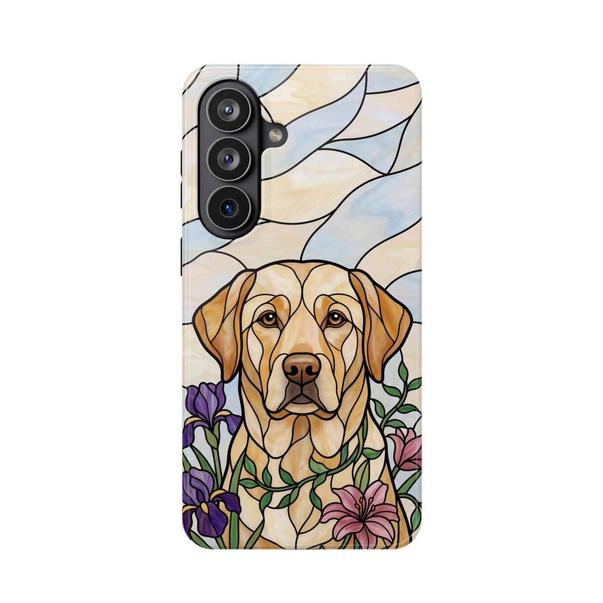 Floral Stained Glass Labrador Phone Case — Tough Magnetic Case with Wireless Charging