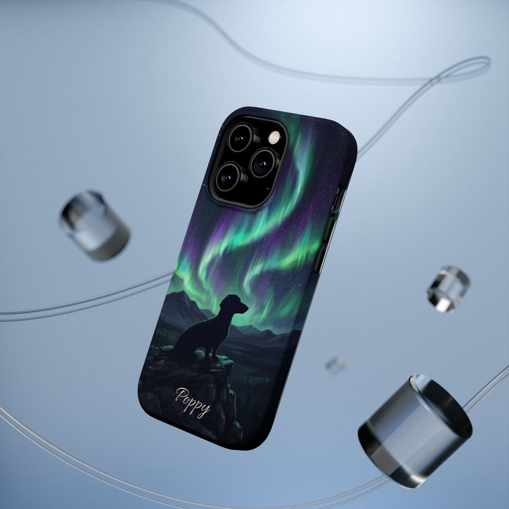 Personalized Dachshund Northern Lights Phone Case — Wireless Charging Cover