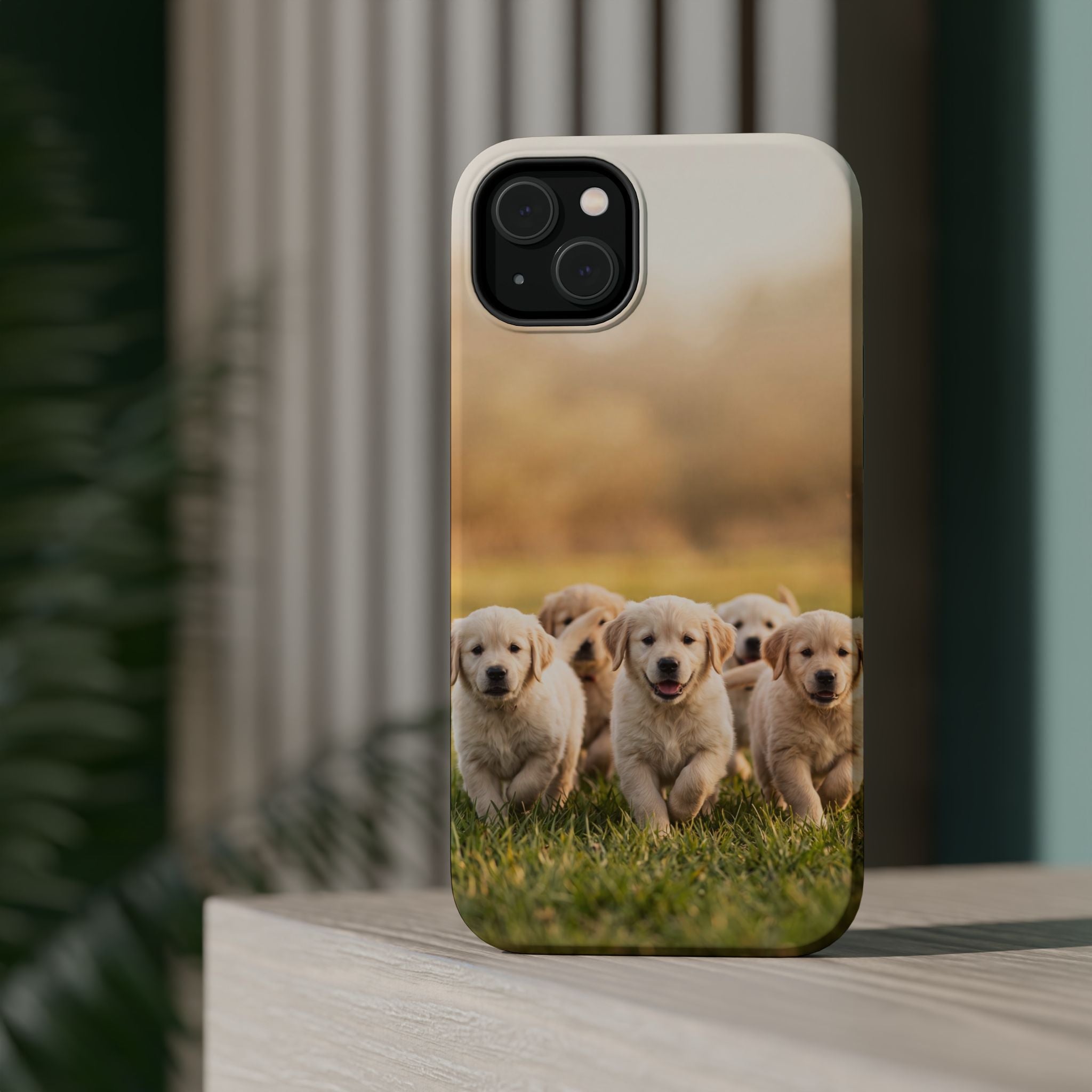 Golden Retriever Puppies Phone Case — Impact-Resistant Wireless Charging Cover