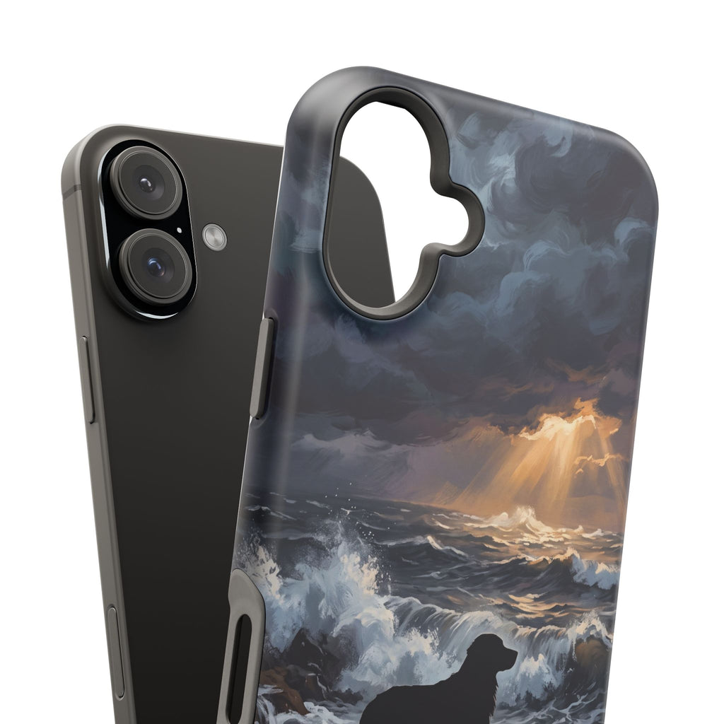Personalized Golden Retriever Stormy Sea Phone Case — Wireless Charging Cover