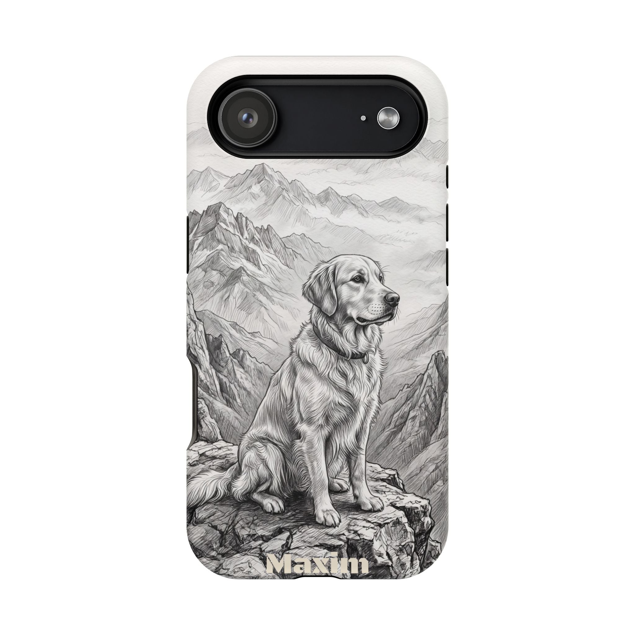 Personalized Golden Retriever Mountain Peak Phone Case — Wireless Charging Cover
