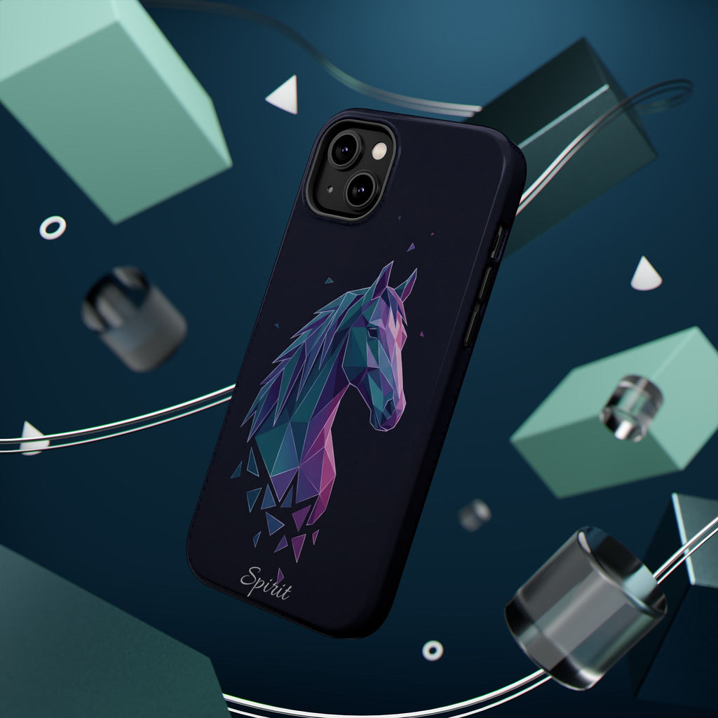 Personalized Geometric Horse Phone Case — Tough Magnetic Case with Wireless Charging
