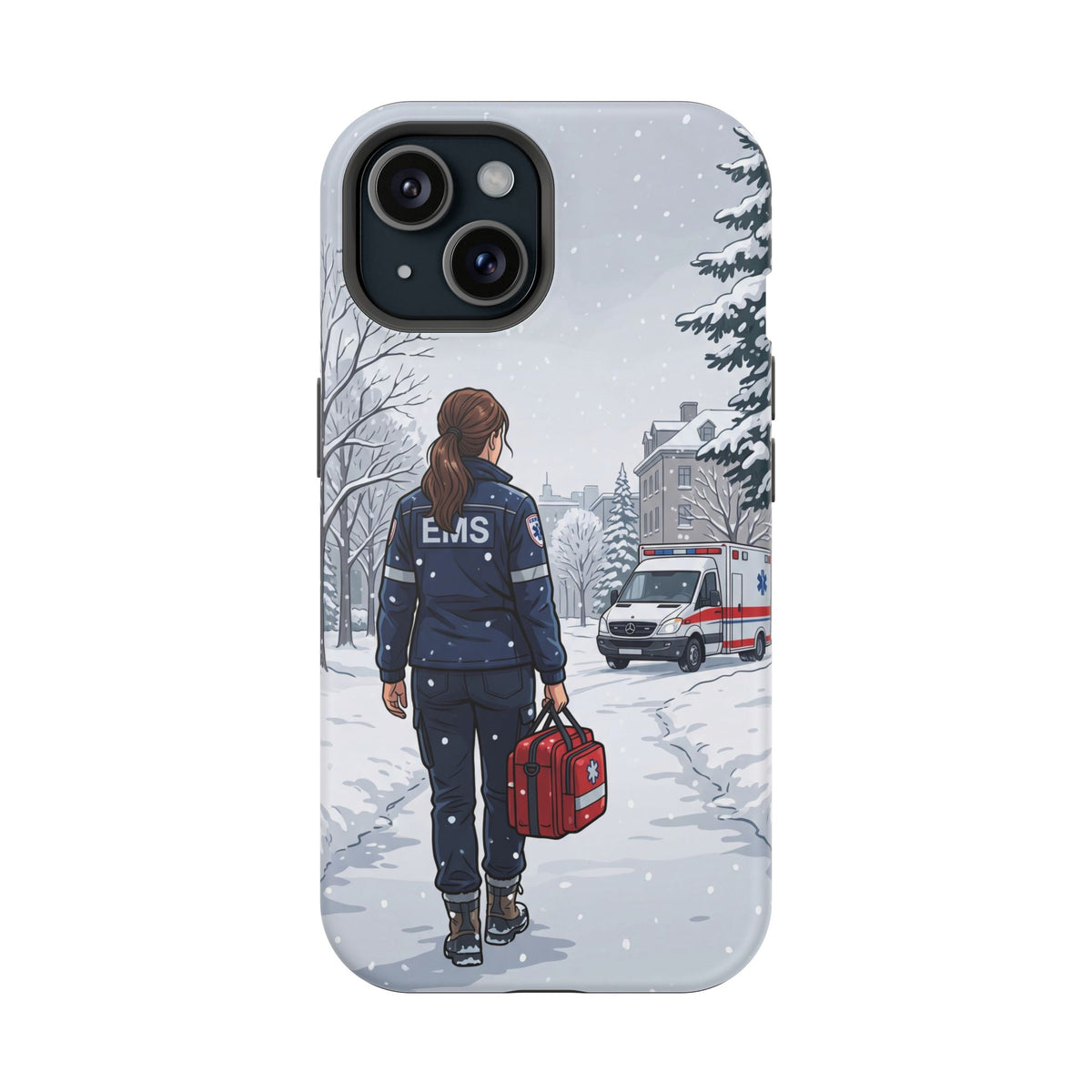 Paramedic/EMT Winter Phone Case — Magnetic Wireless Charging Cover