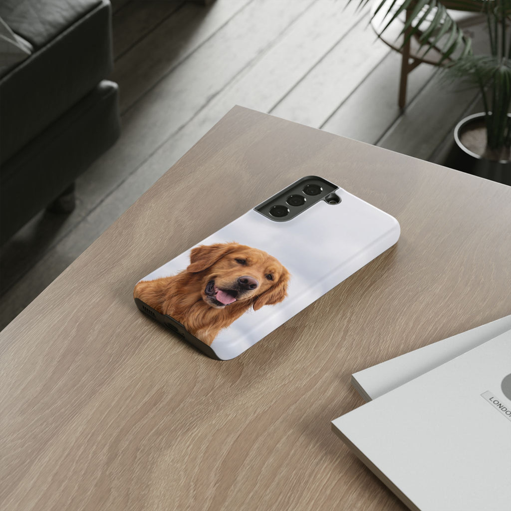 Golden Retriever Portrait Phone Case | Happy Dog Photo on Soft Sky Background | Samsung & iPhone
