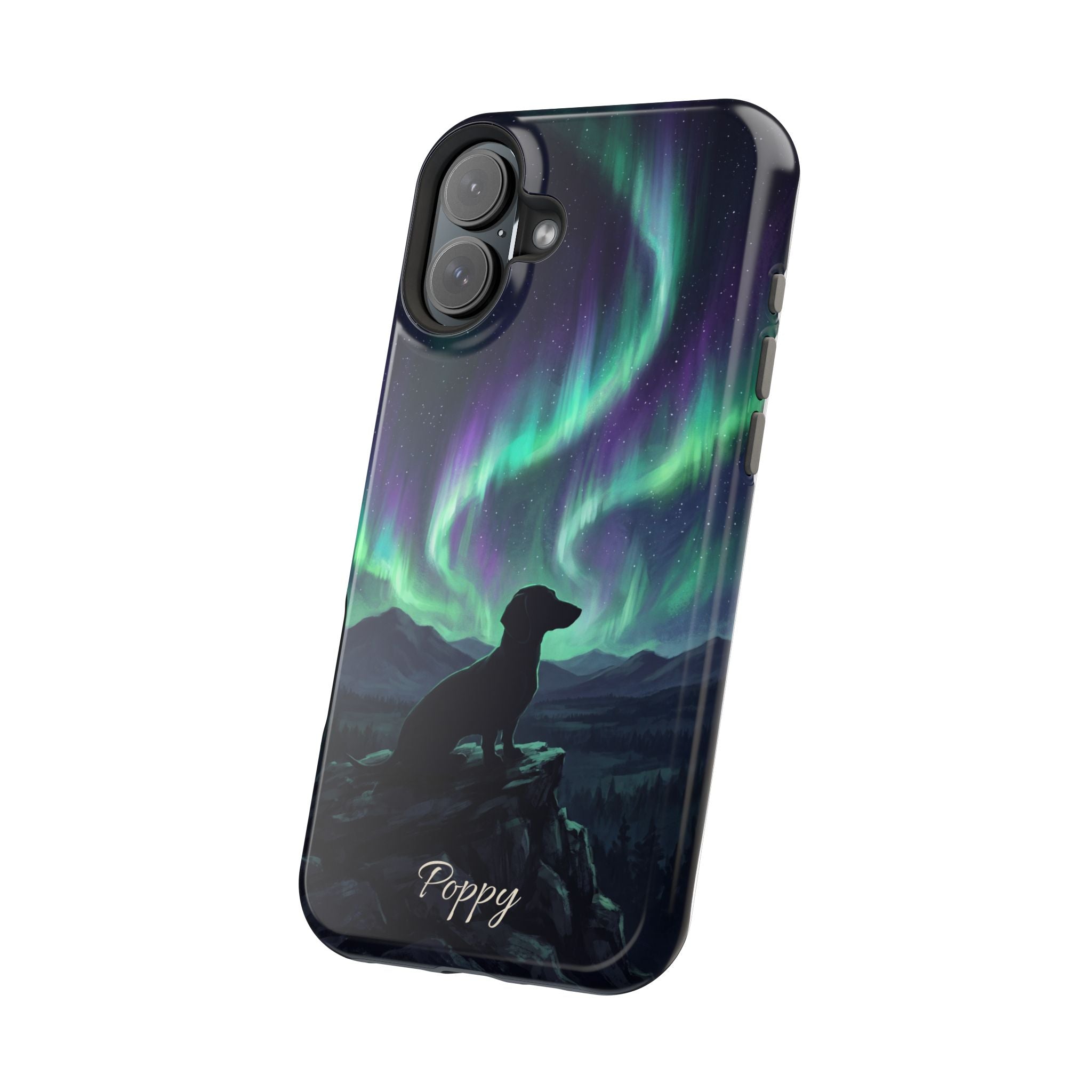 Personalized Dachshund Northern Lights Phone Case — Wireless Charging Cover