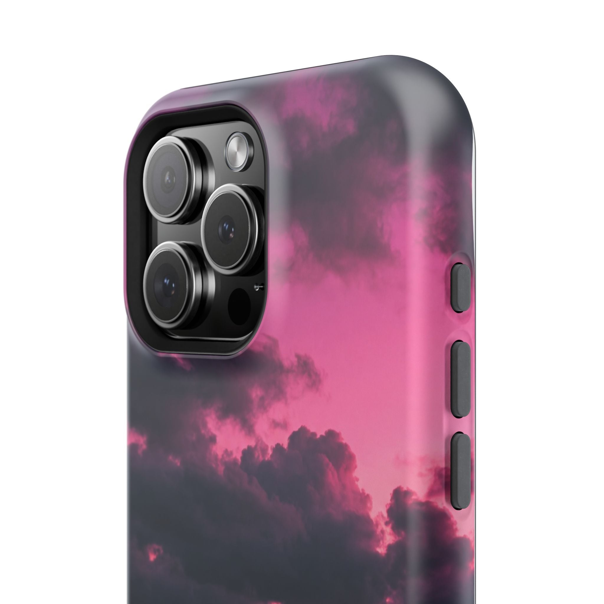 iPhone & Samsung Magnetic Impact-Resistant Phone Case — Pink Twilight Cloud with Paw Print