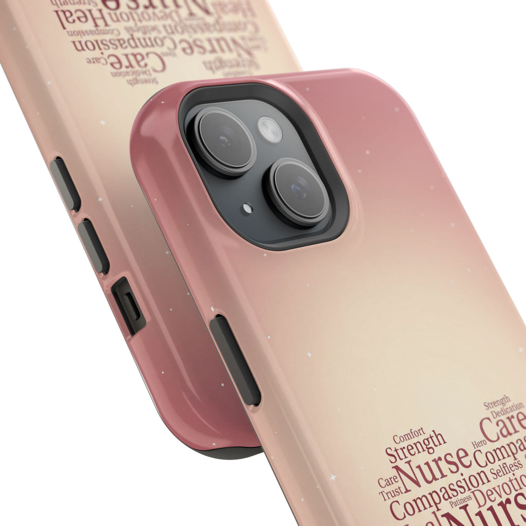 Nurse Heart Word Art Phone Case — Impact-Resistant Wireless Charging Cover