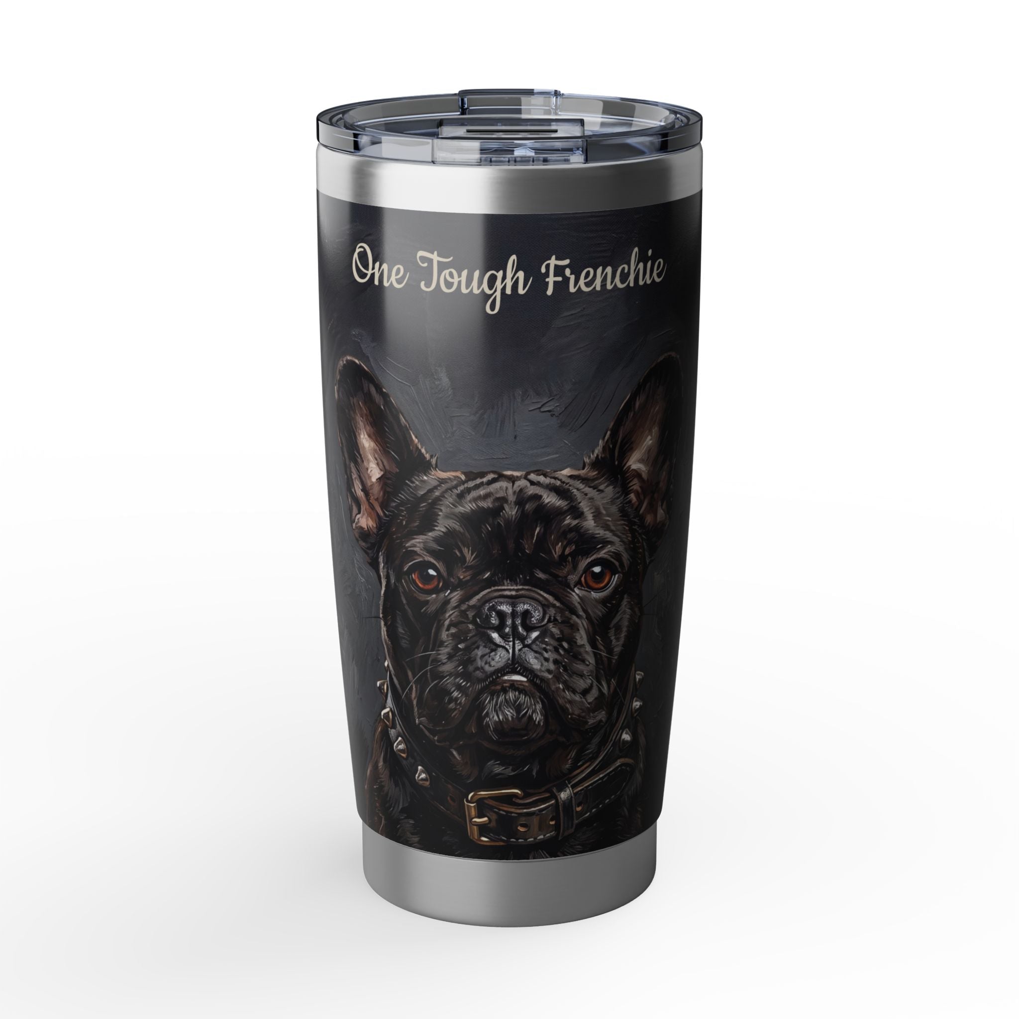 Personalized Frenchie Tumbler – One Tough Frenchie Travel Mug, Custom Name Gift for Dog Dad