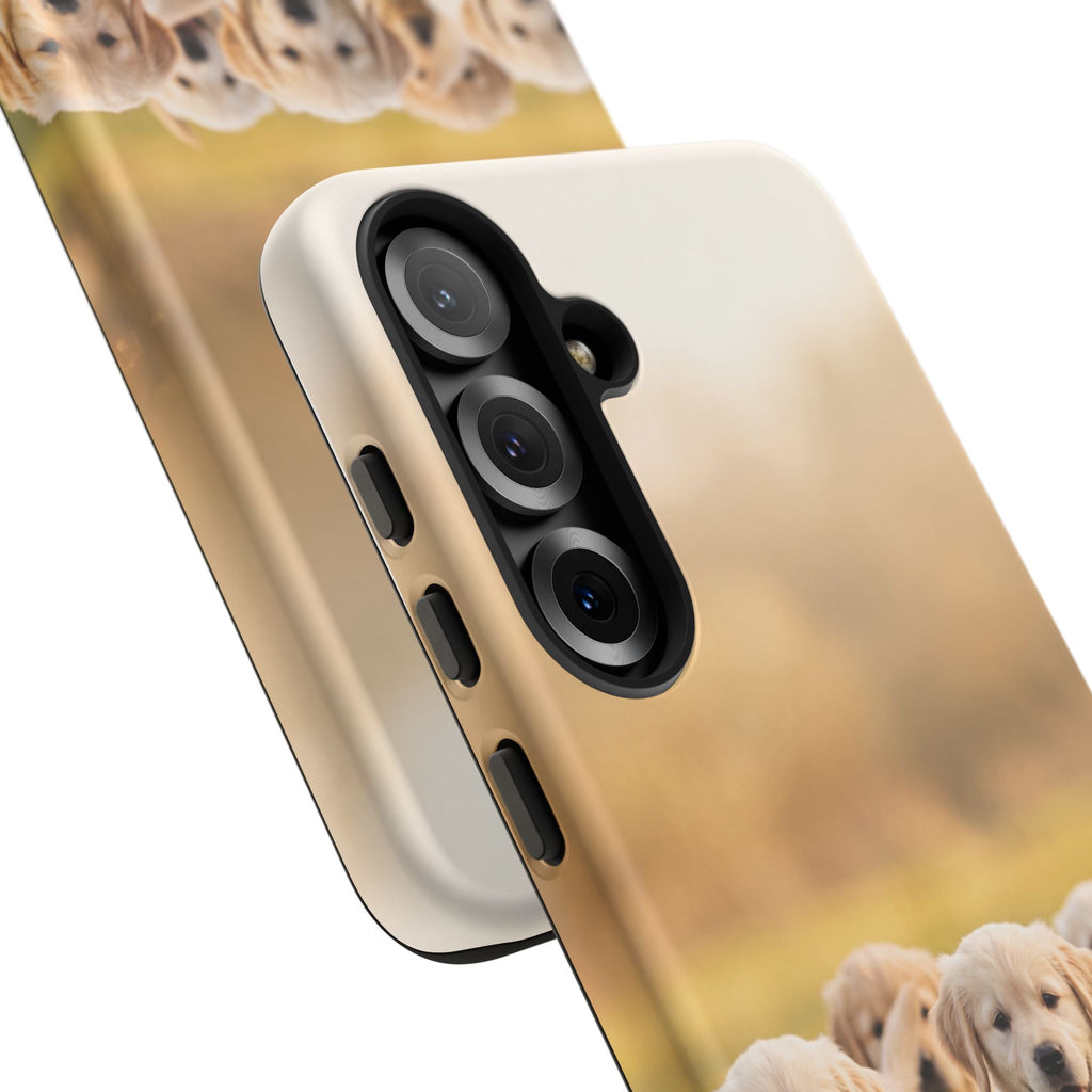 Golden Retriever Puppies Phone Case | Playful Puppy Pack Running in Grass | iPhone & Samsung