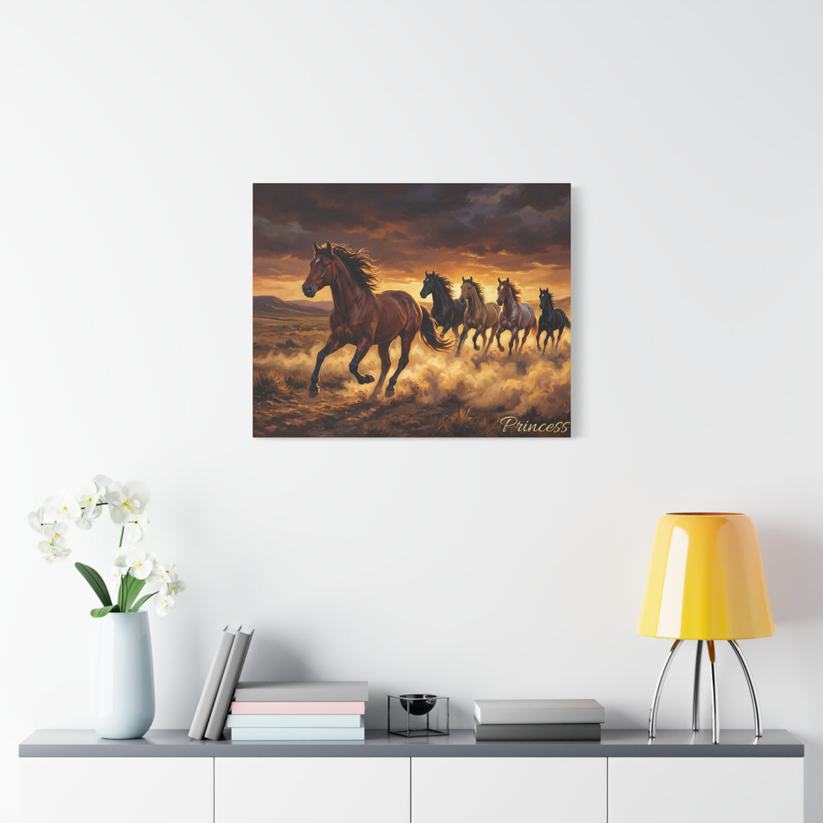 Horse Personalized Canvas | Wild Mustang Stampede Wall Art
