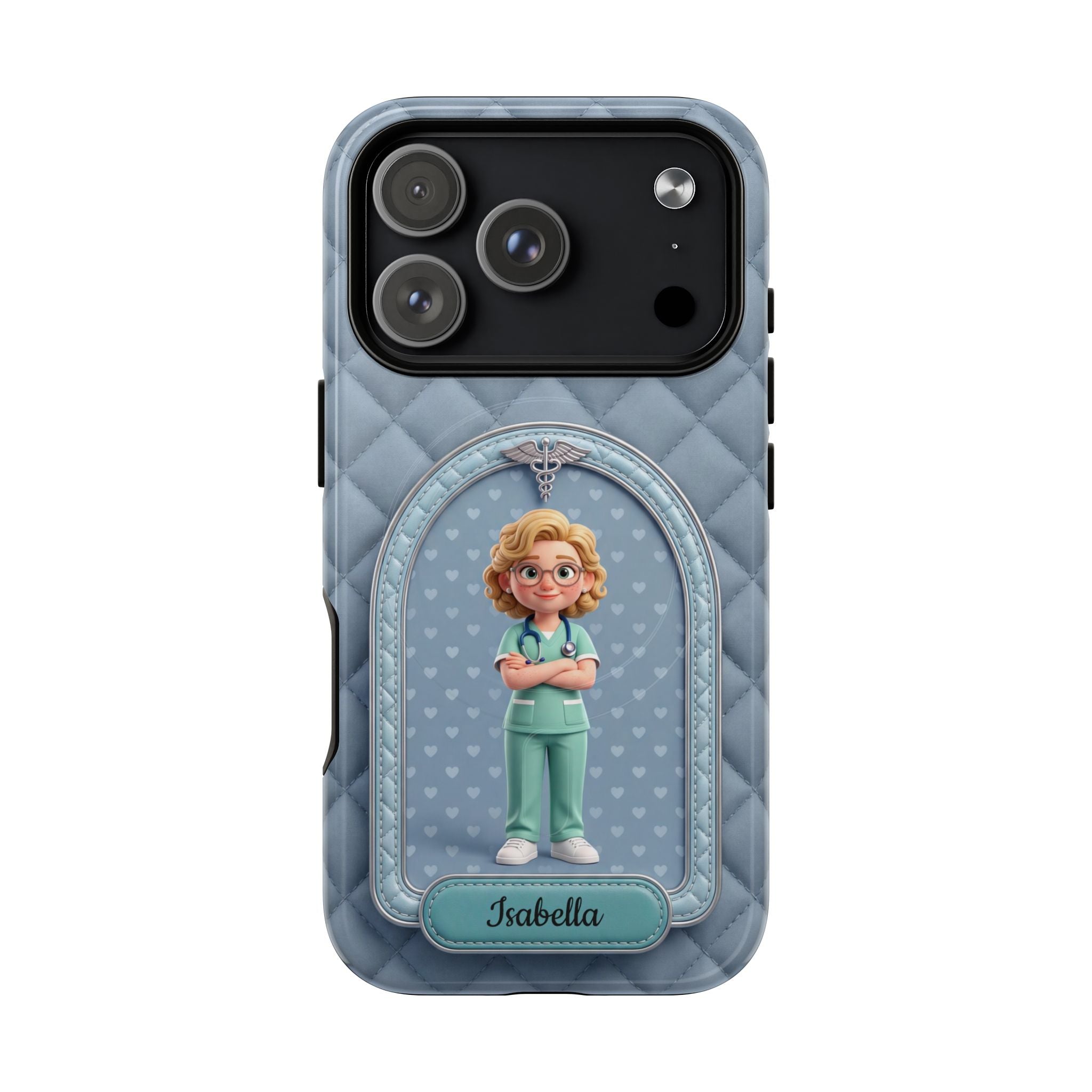 Personalized Nurse Phone Case | Quilted Badge Design, Custom Name iPhone Case
