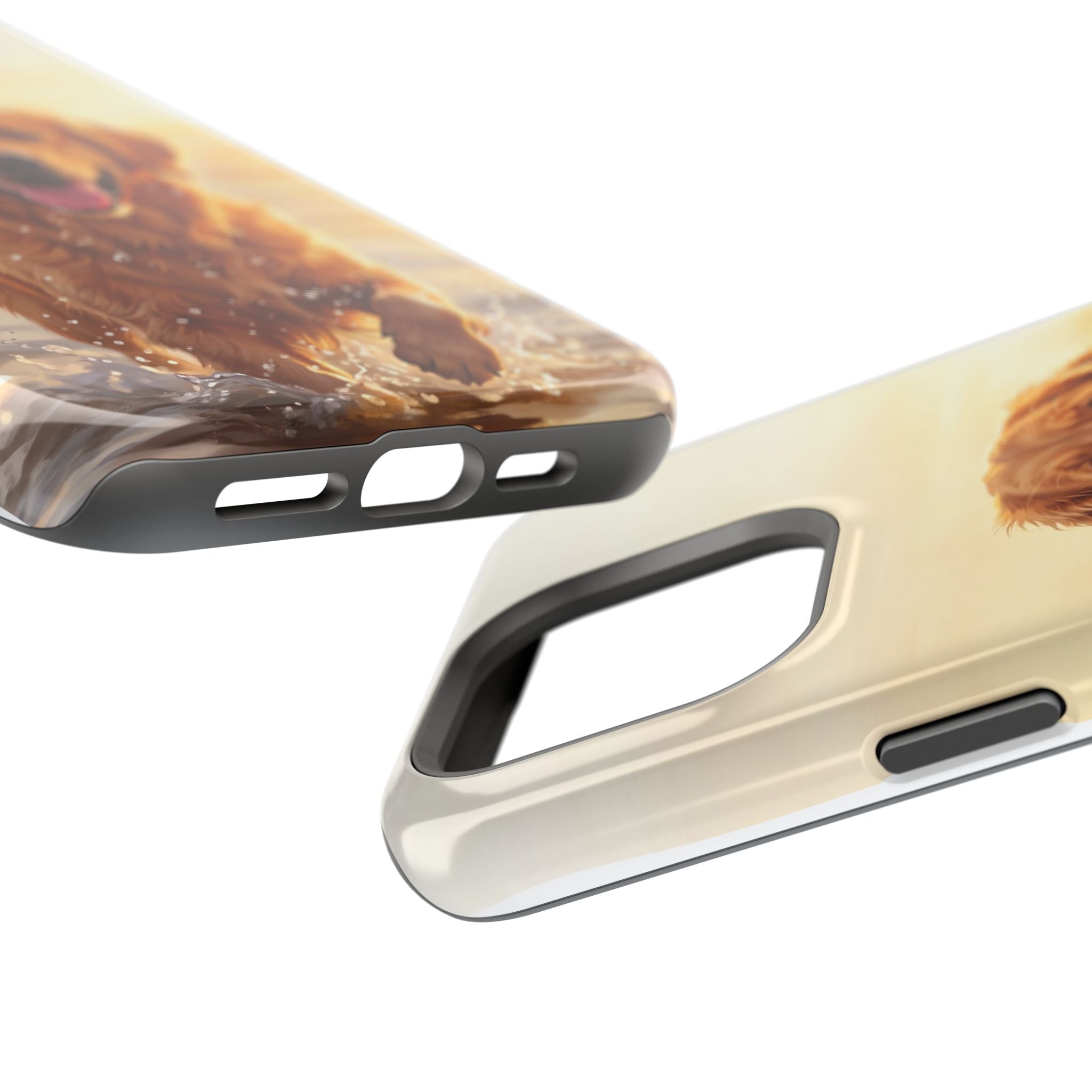Beach Golden Retriever Phone Case — Impact-Resistant Wireless Charging Cover