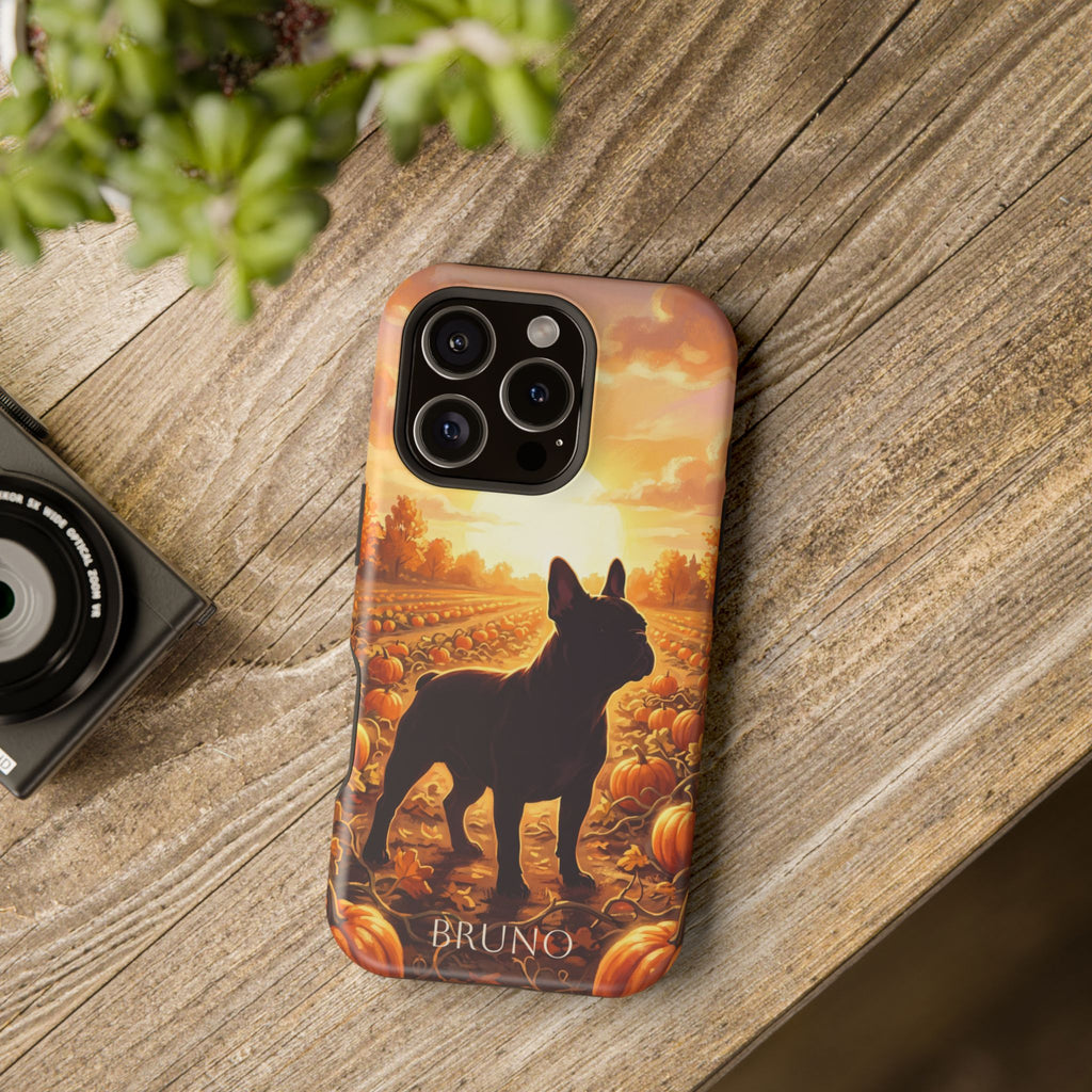 Personalized French Bulldog Pumpkin Patch Phone Case — Wireless Charging Cover